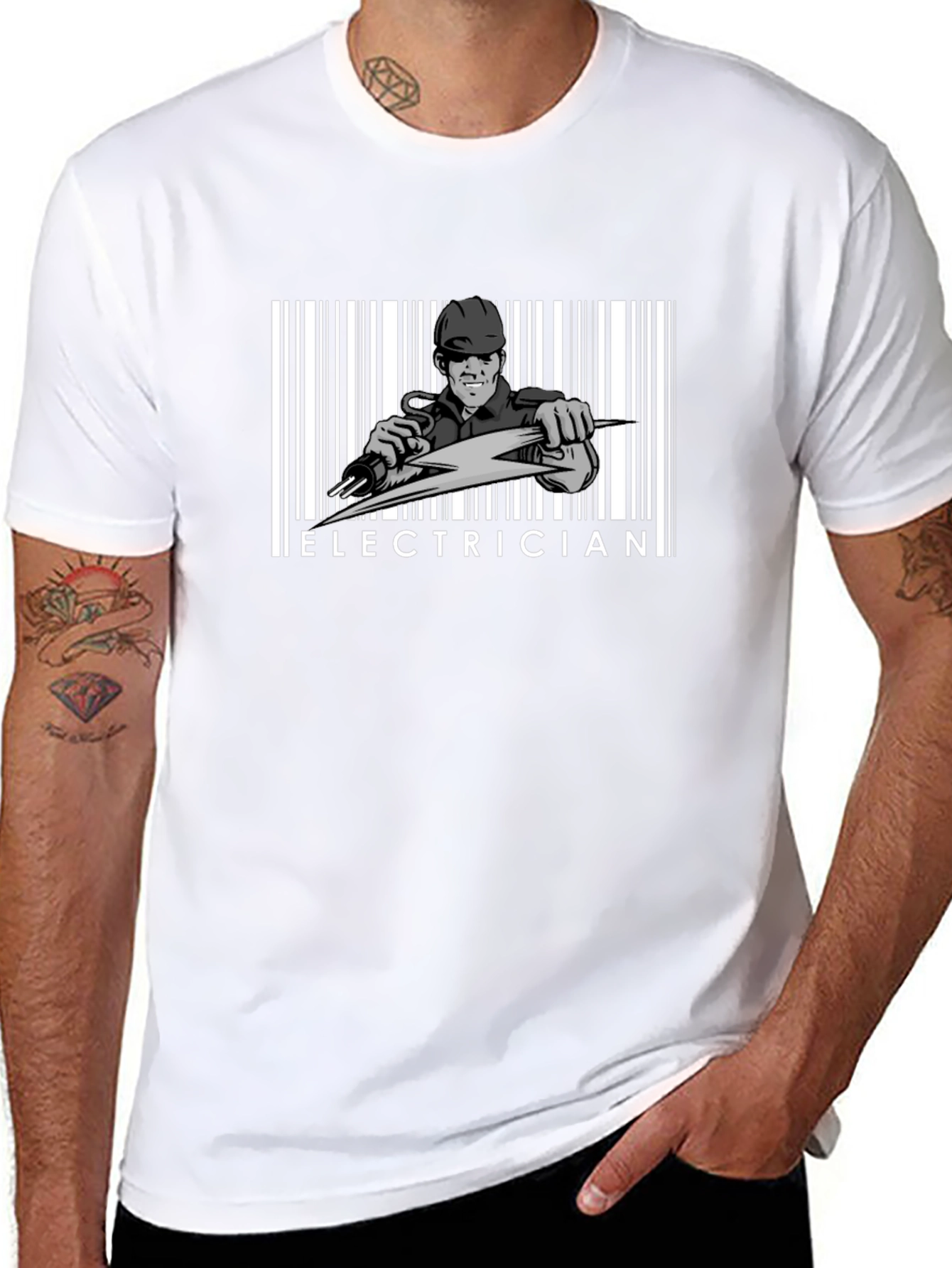 Electrician Barcode Graphic T-Shirt - Bold Design