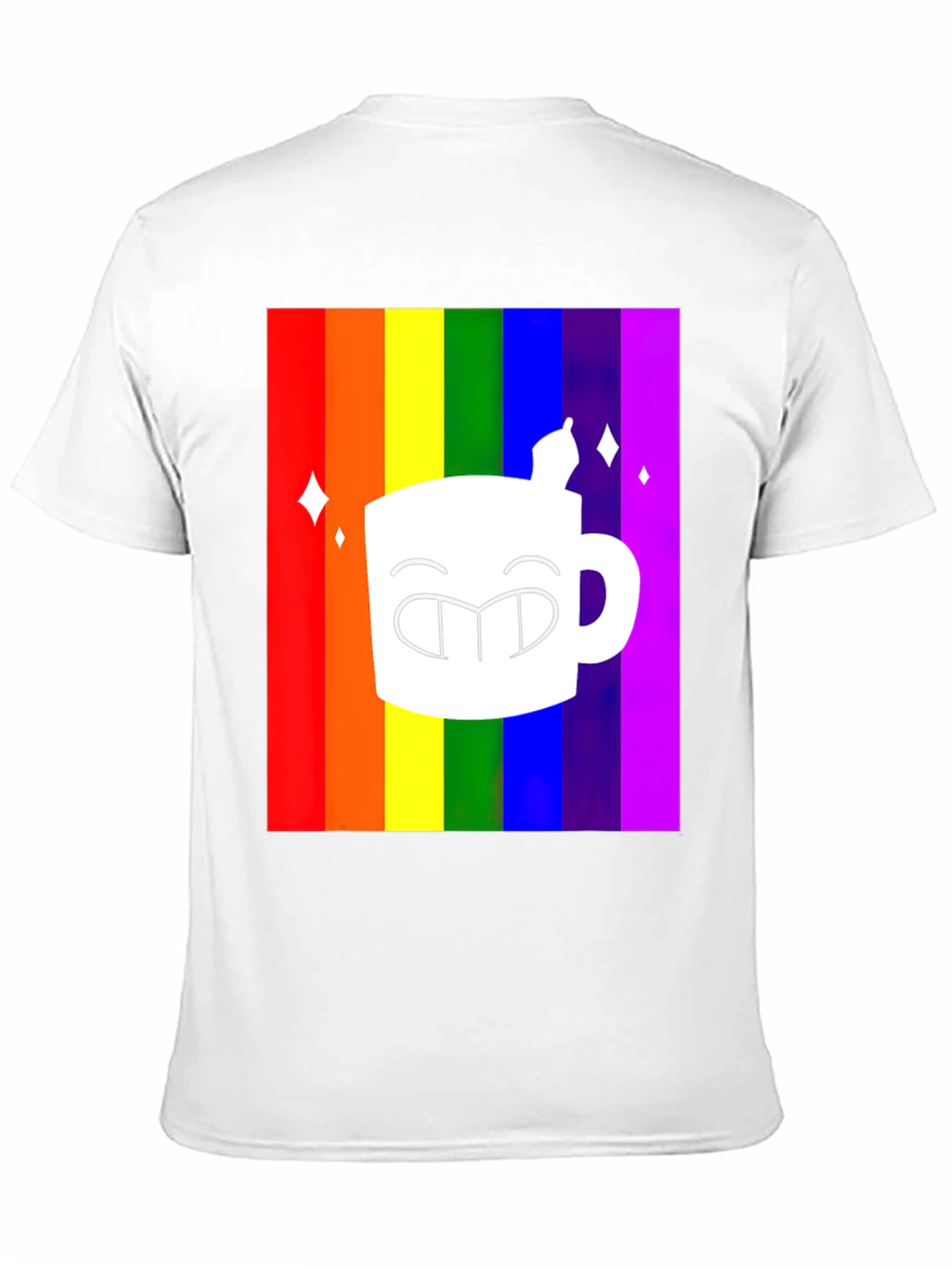 Rainbow Coffee Mug Graphic Tee - Black T-Shirt
