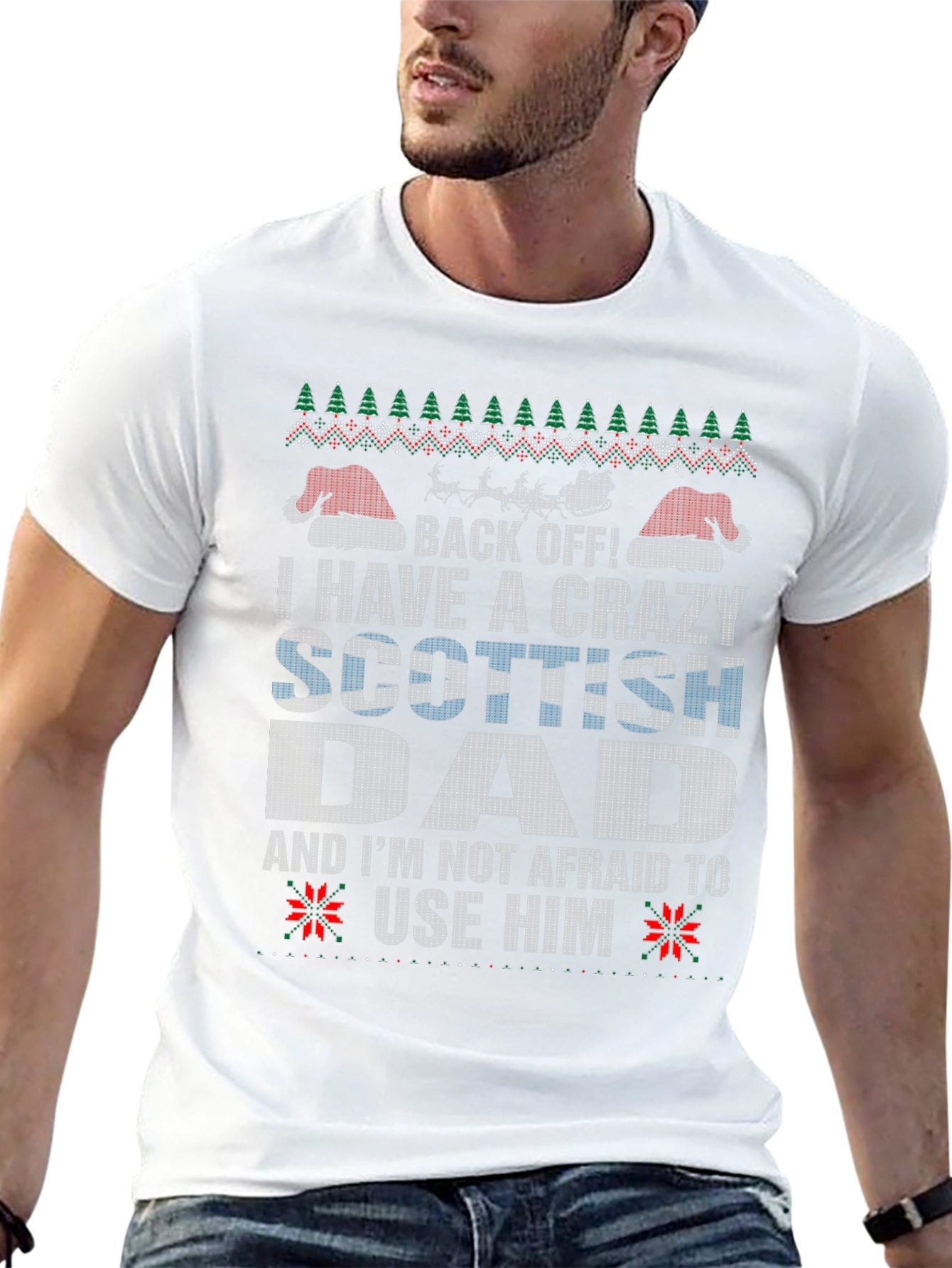 Crazy Scottish Dad Ugly Christmas T-Shirt