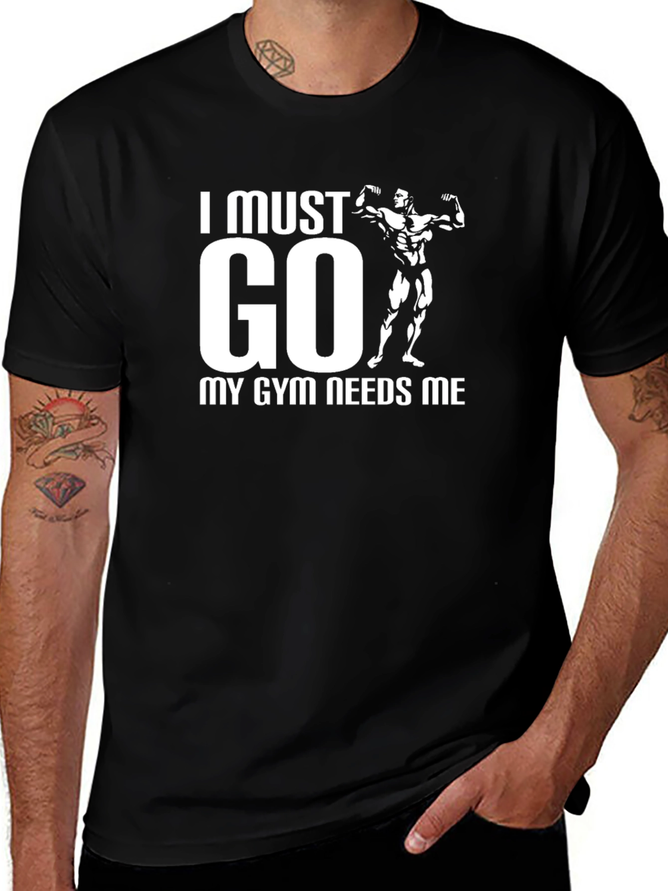 I Must Go My Gym Needs Me Black T-Shirt
