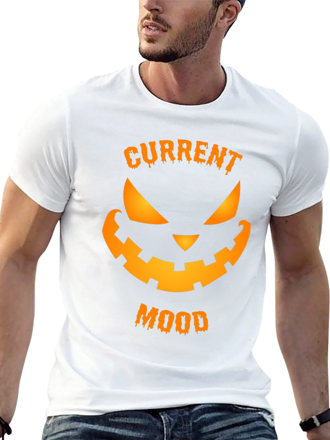Current Mood Halloween T-Shirt - Spooky Pumpkin Face