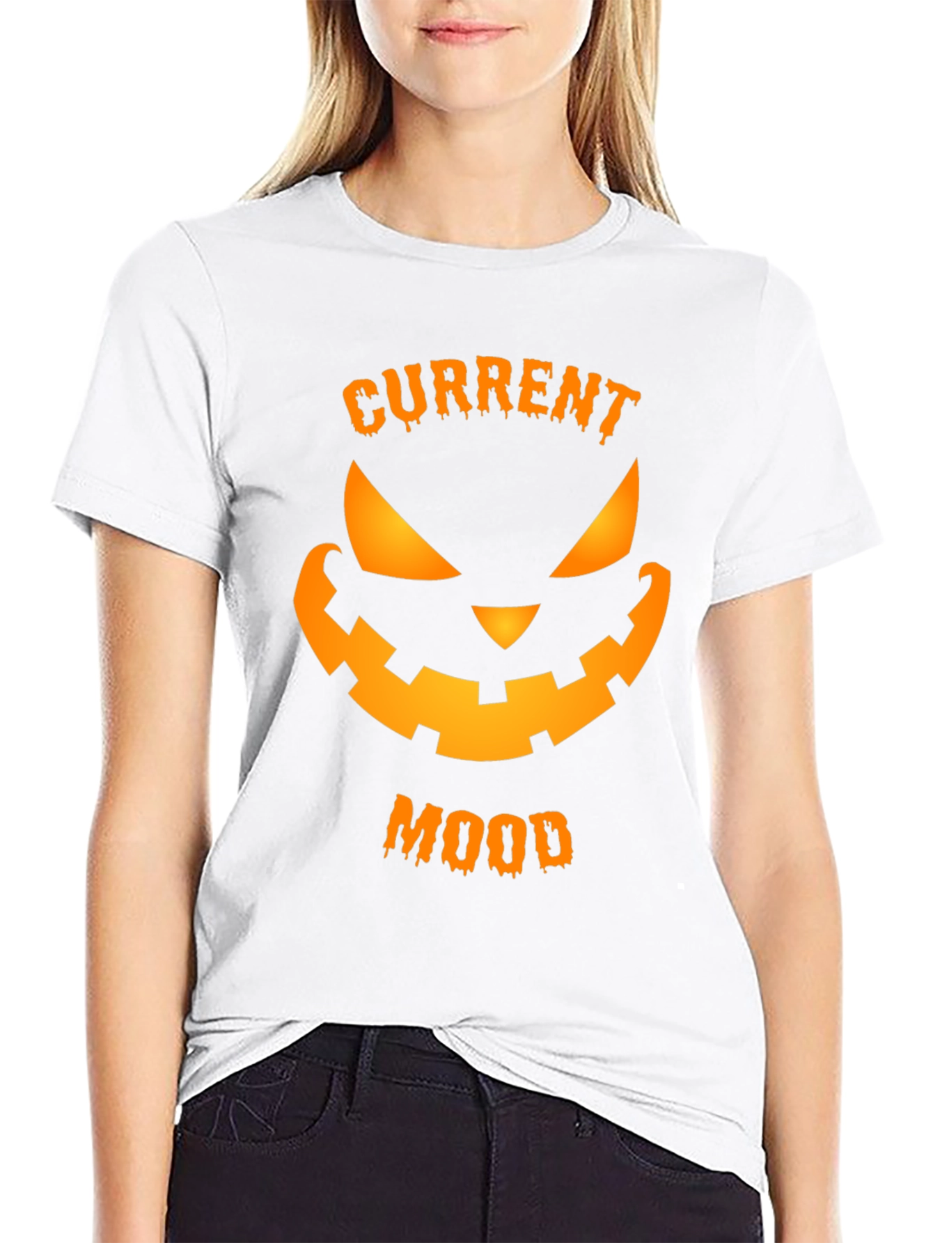 Current Mood Halloween T-Shirt - Spooky Pumpkin Face
