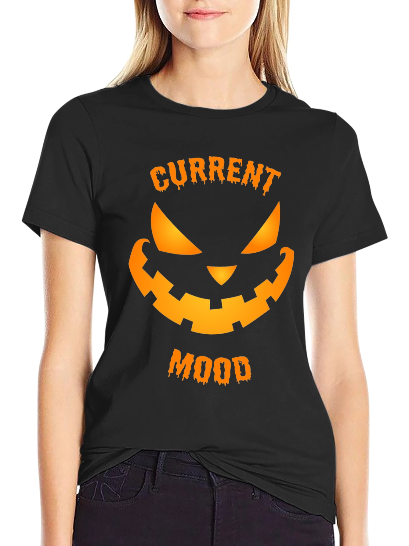 Current Mood Halloween T-Shirt - Spooky Pumpkin Face