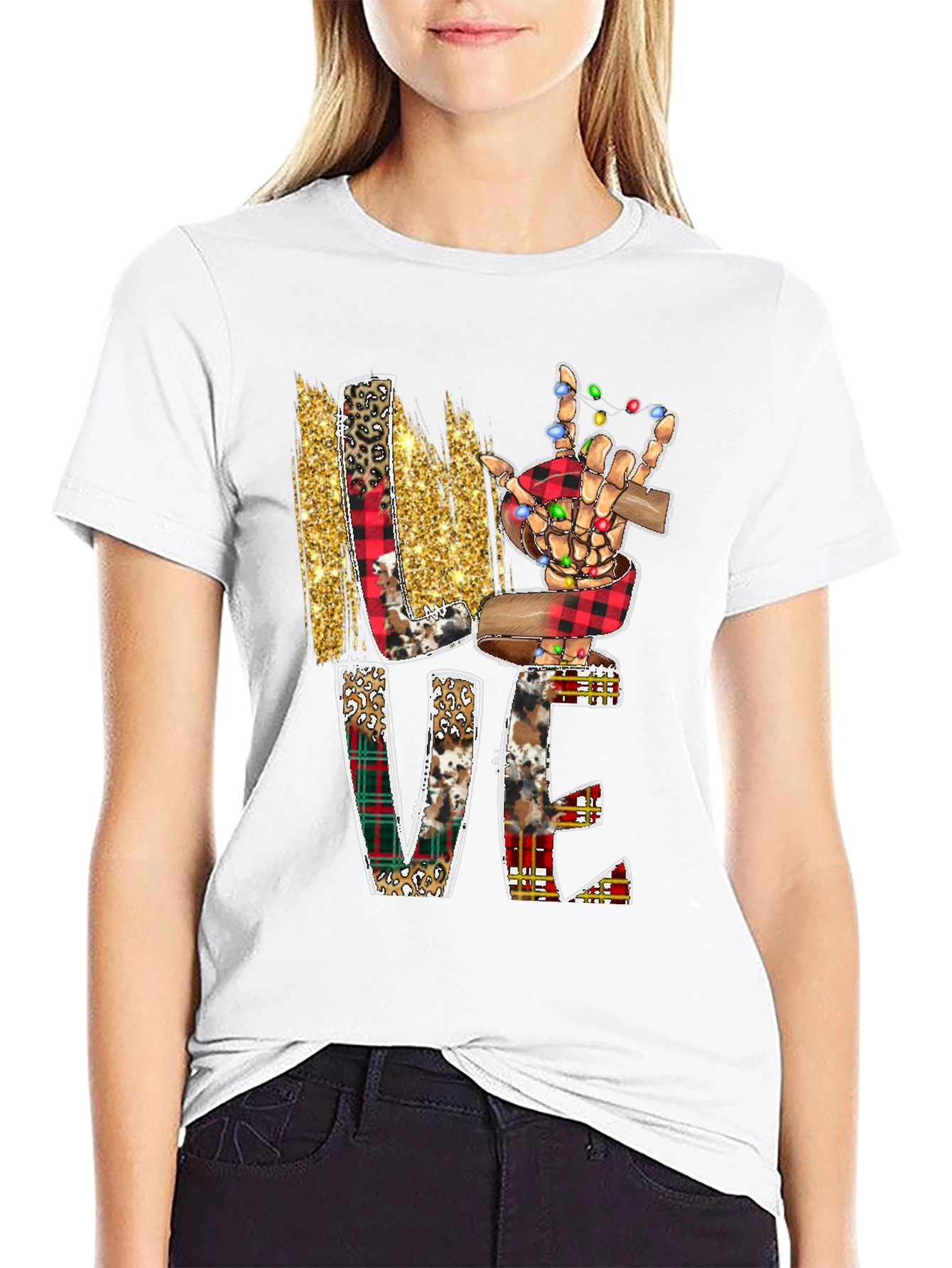 Love ASL Skeleton Hand Christmas T-Shirt