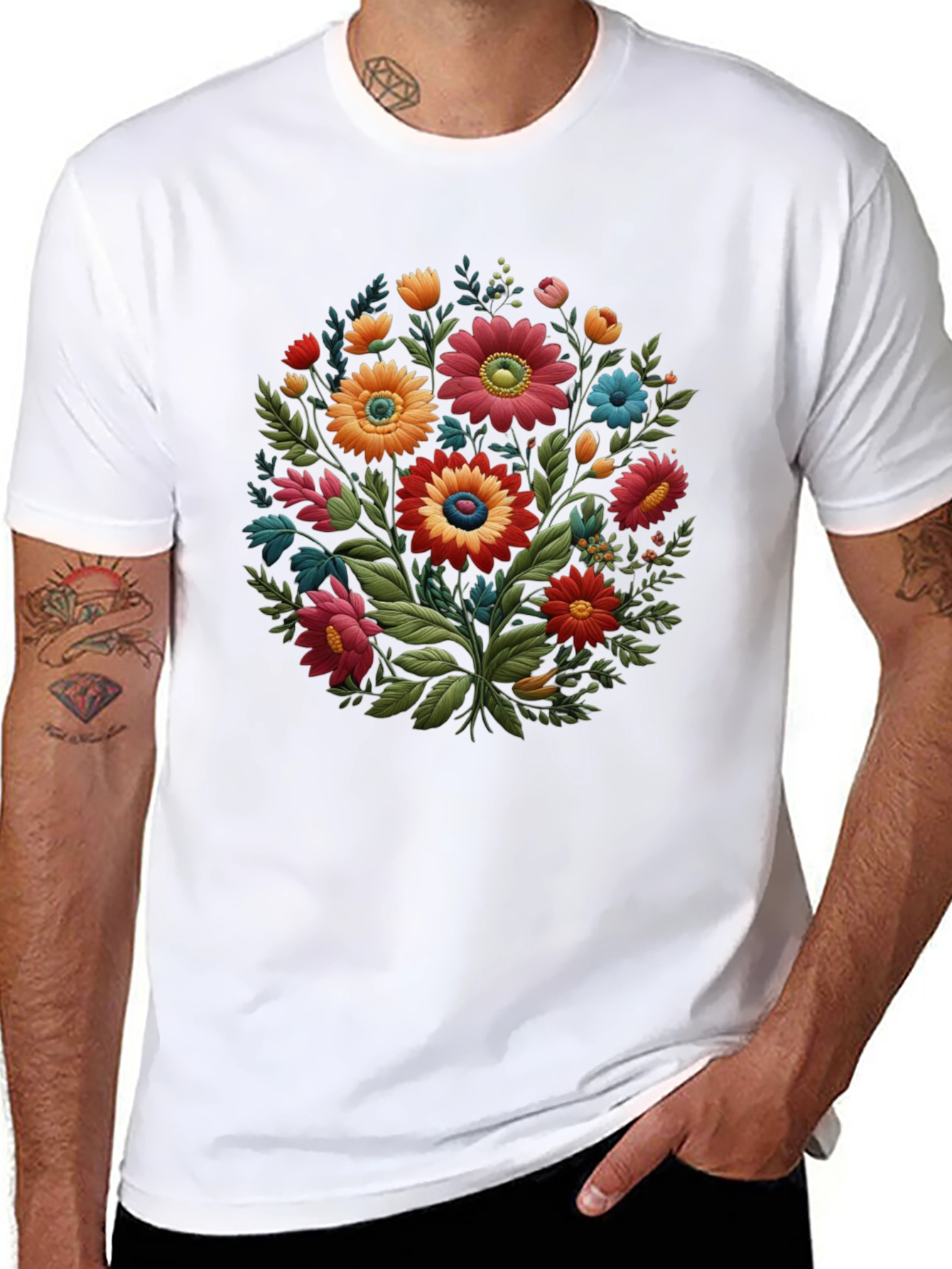 Floral Bouquet Graphic Tee - Stylish Unisex T-Shirt