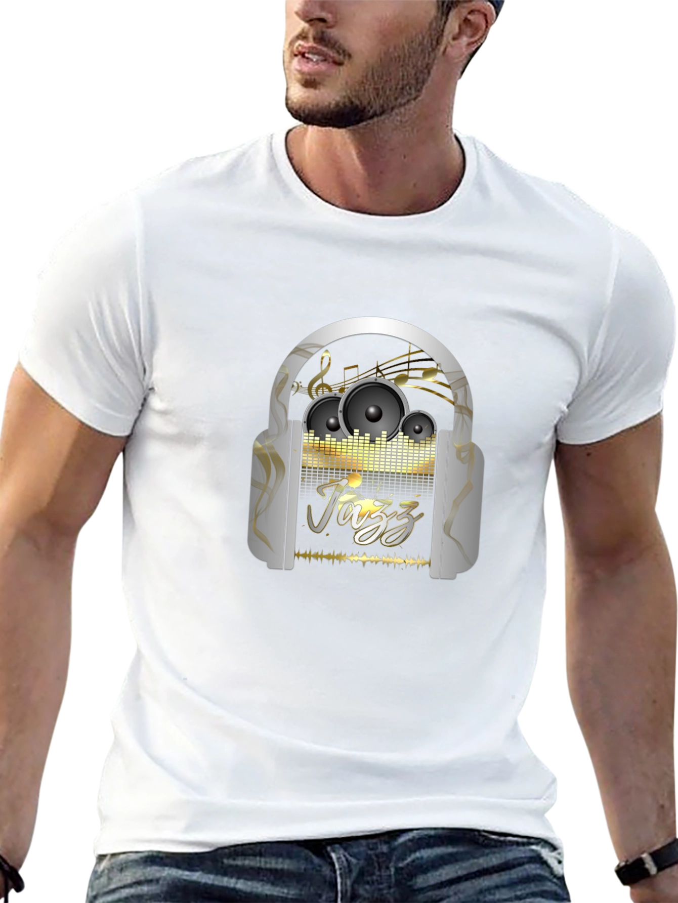 Jazz Music T-Shirt: Headphones & Speakers