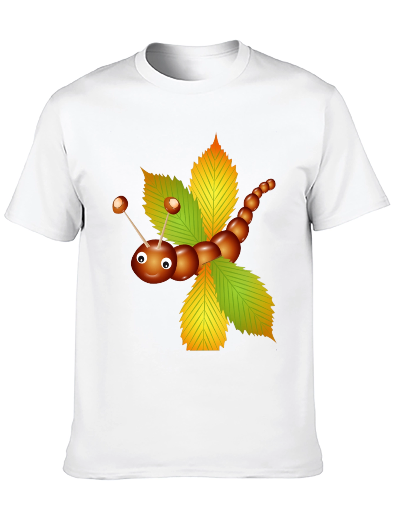 Cute Chestnut Caterpillar on Leaves Graphic T-Shirt