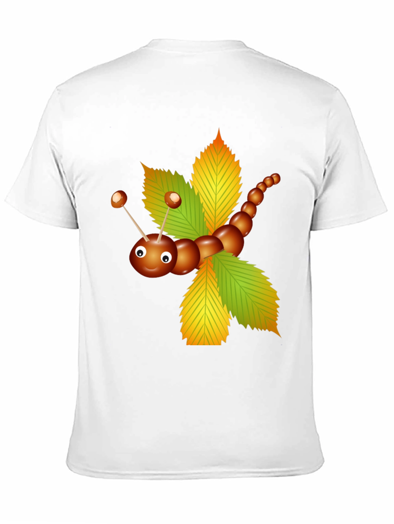 Cute Chestnut Caterpillar on Leaves Graphic T-Shirt