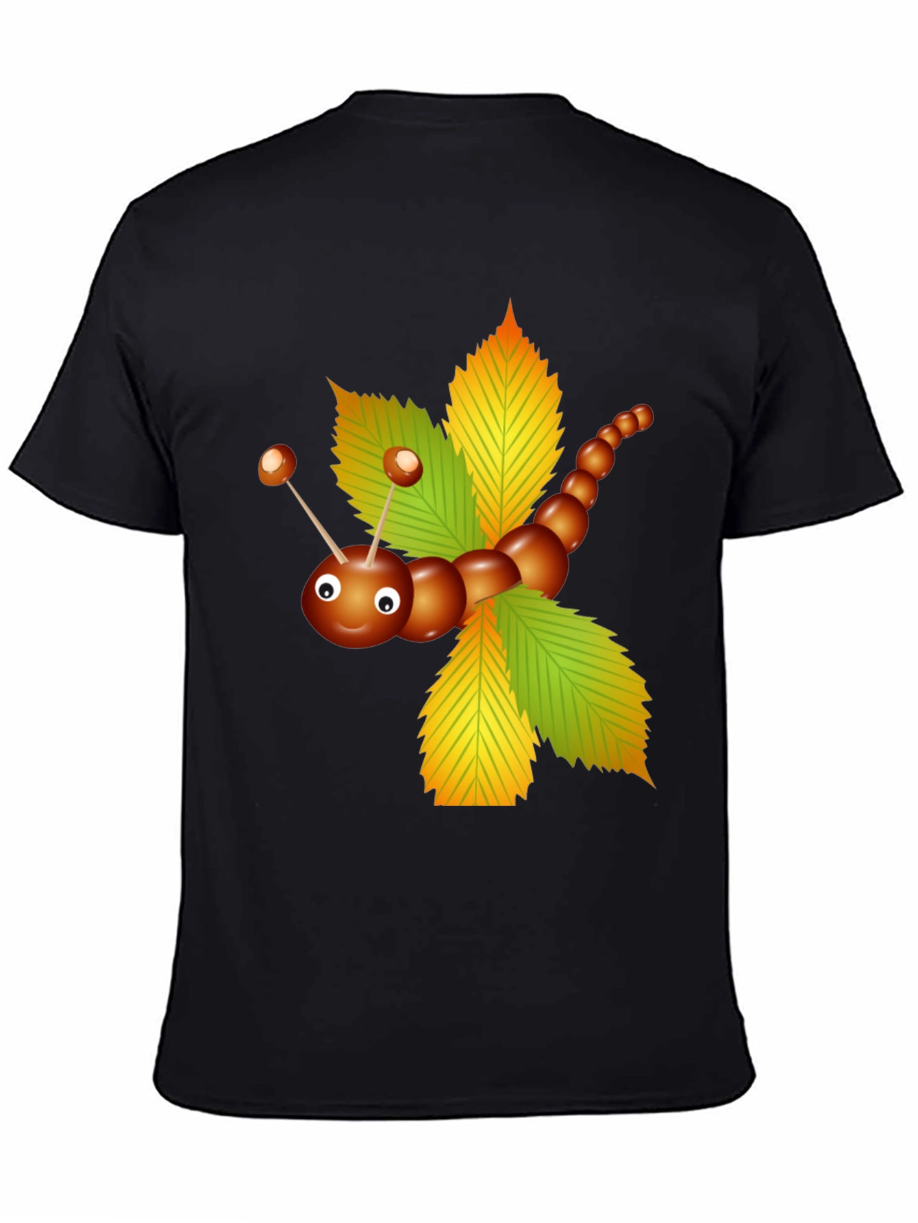 Cute Chestnut Caterpillar on Leaves Graphic T-Shirt
