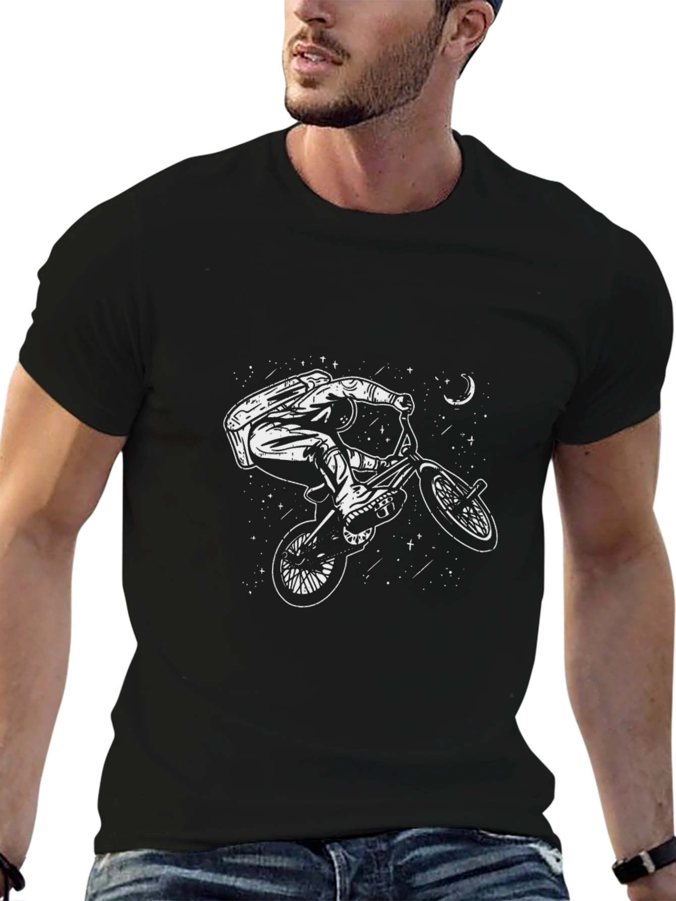 BMX Rider Graphic Tee - Black Cotton T-Shirt