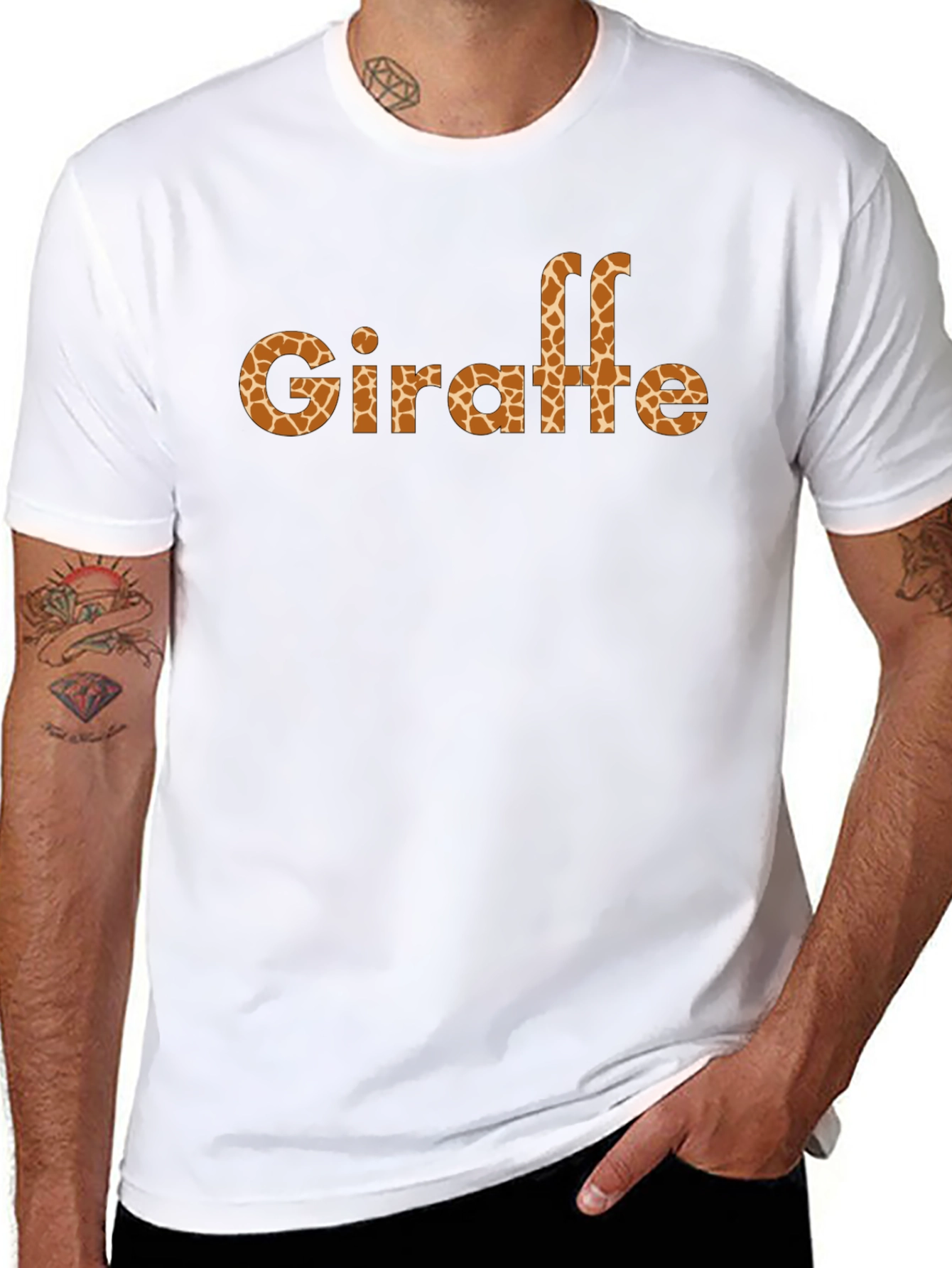 Giraffe Print Black T-Shirt