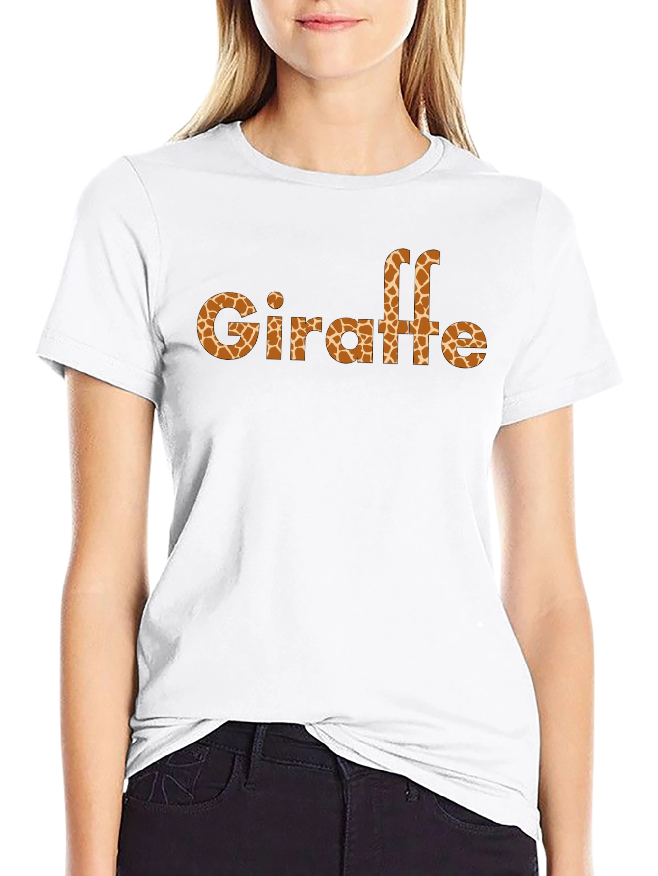 Giraffe Print Black T-Shirt