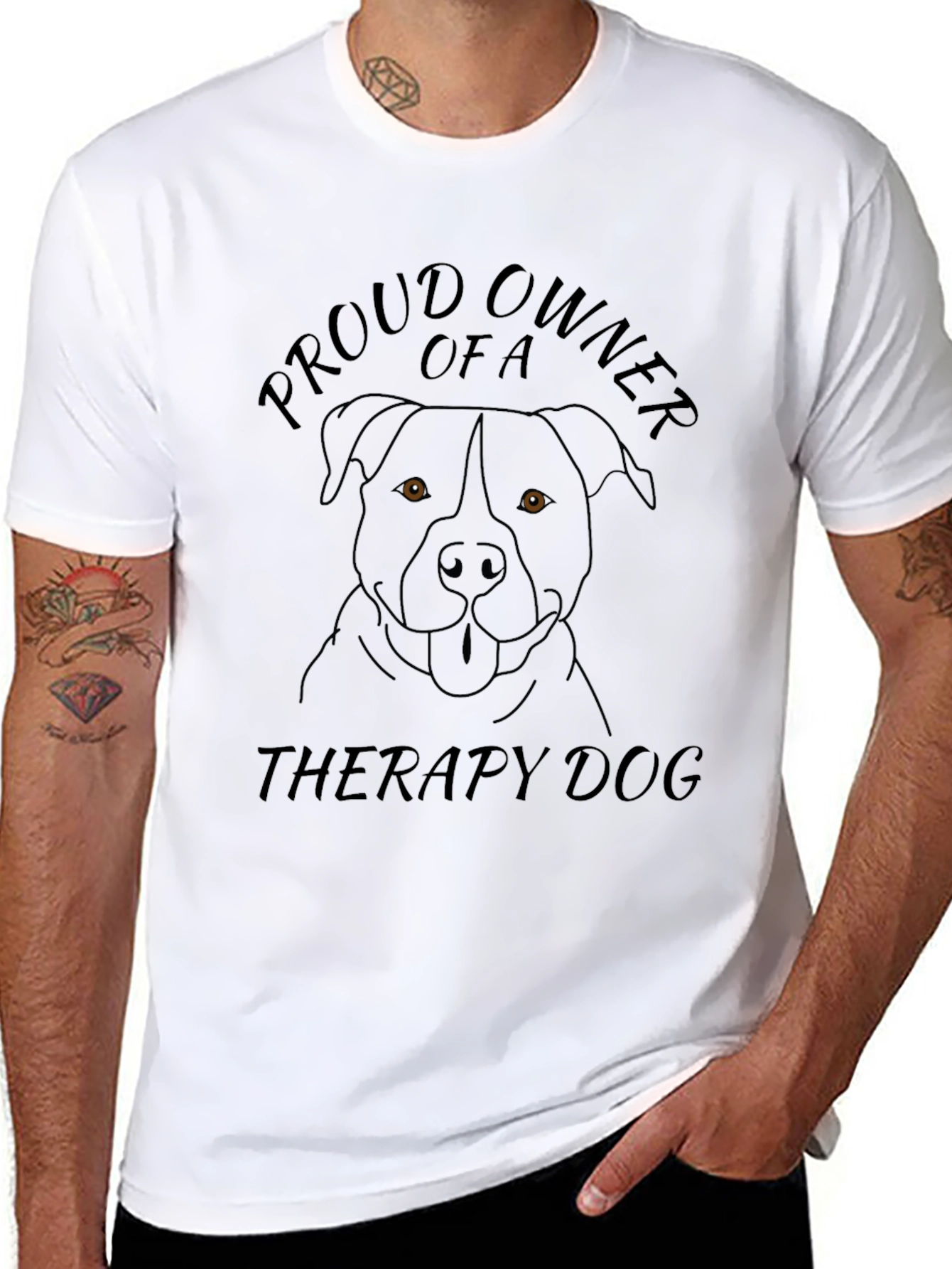 Proud Therapy Dog Owner Black T-Shirt