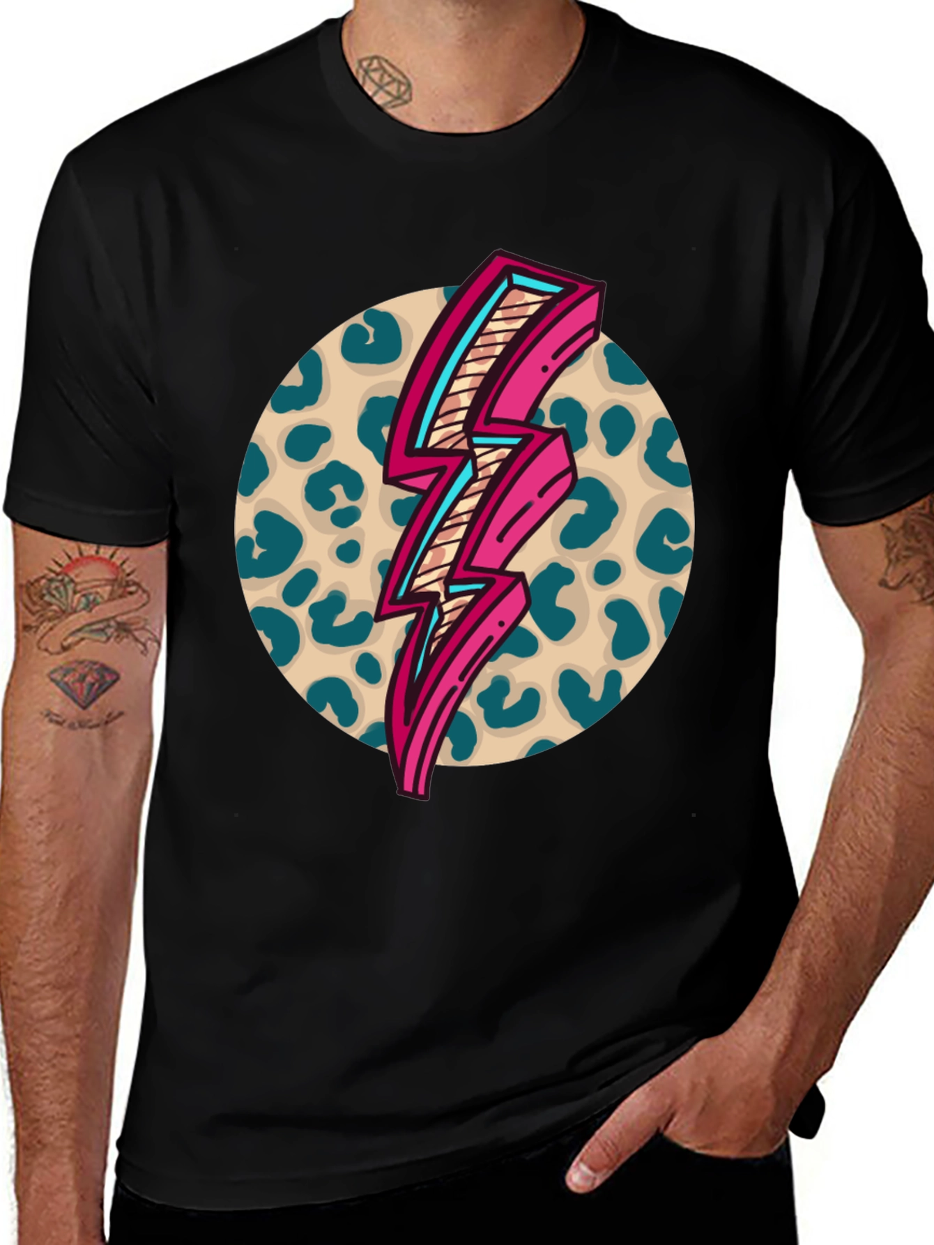 Retro Leopard Lightning Bolt Graphic Tee