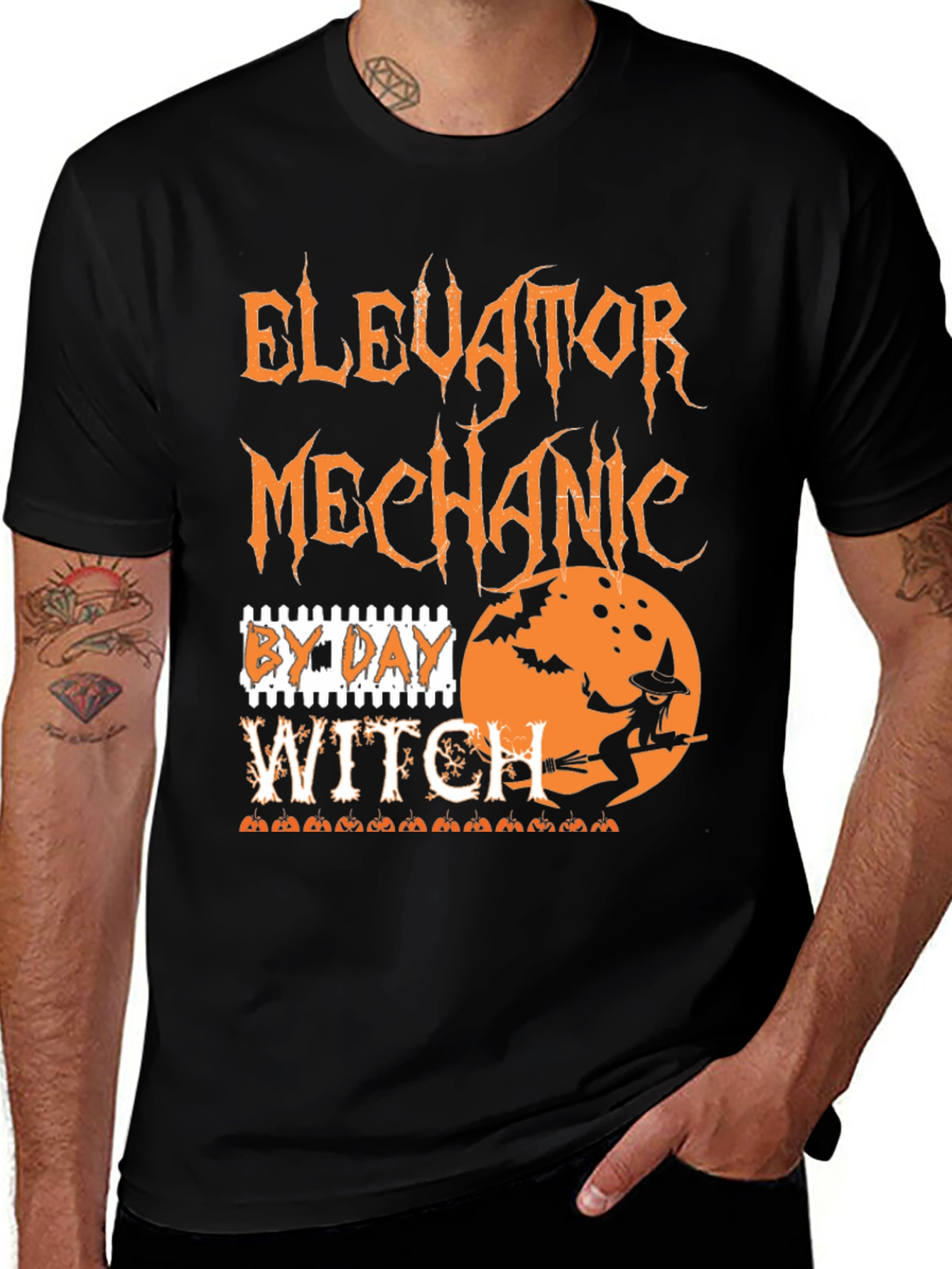 Elevator Mechanic By Day Witch Halloween T-Shirt