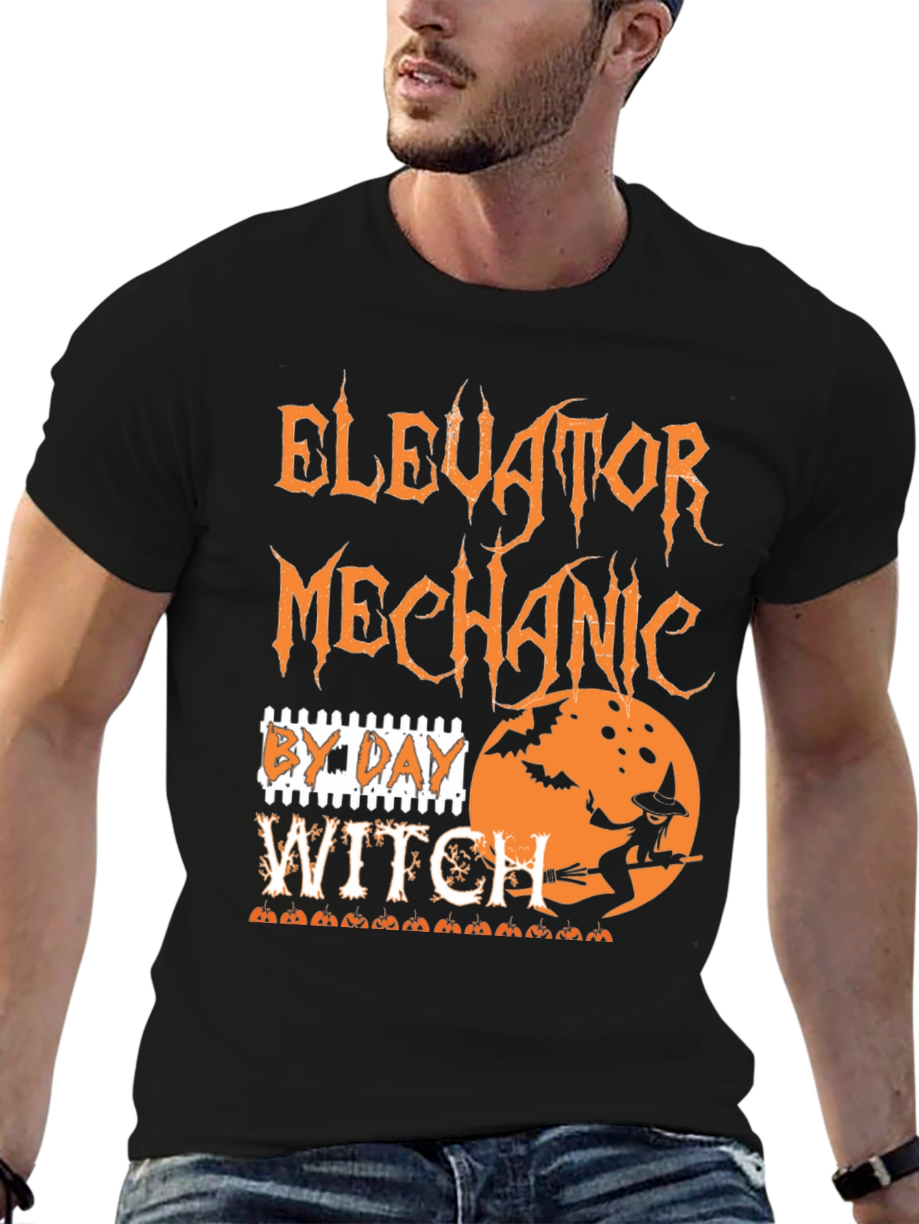 Elevator Mechanic By Day Witch Halloween T-Shirt