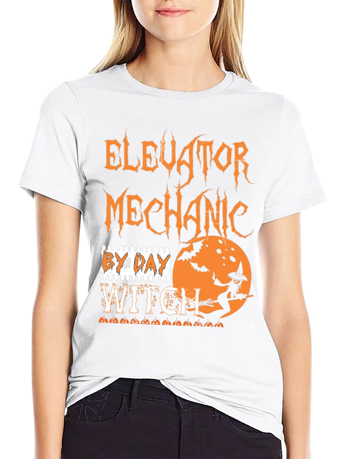 Elevator Mechanic By Day Witch Halloween T-Shirt