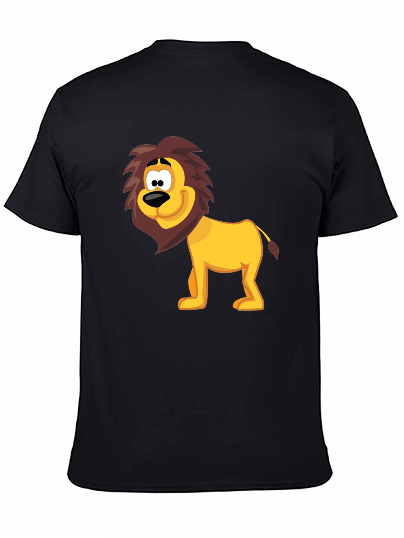 Cartoon Lion Graphic Tee - Fun Black T-Shirt