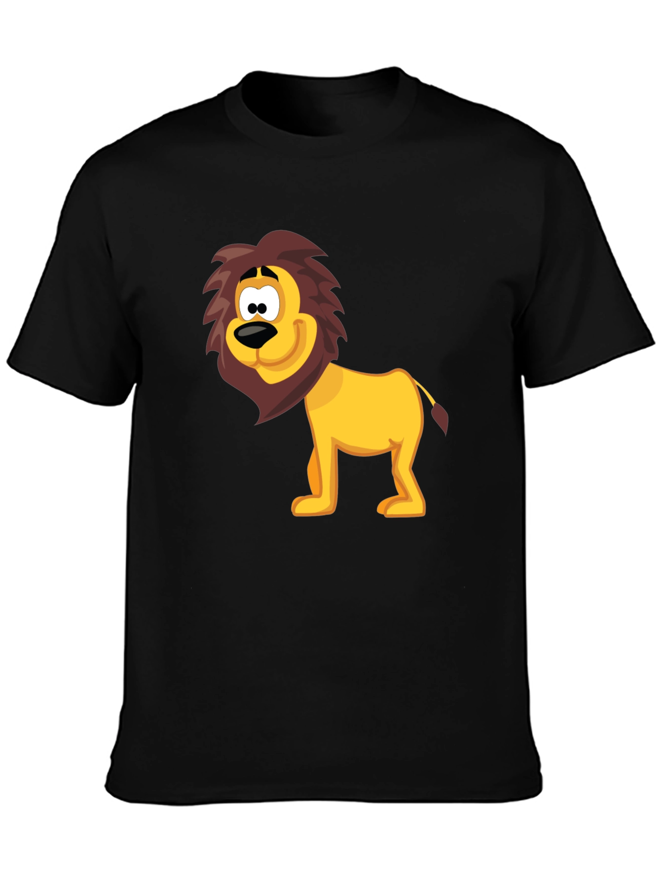 Cartoon Lion Graphic Tee - Fun Black T-Shirt