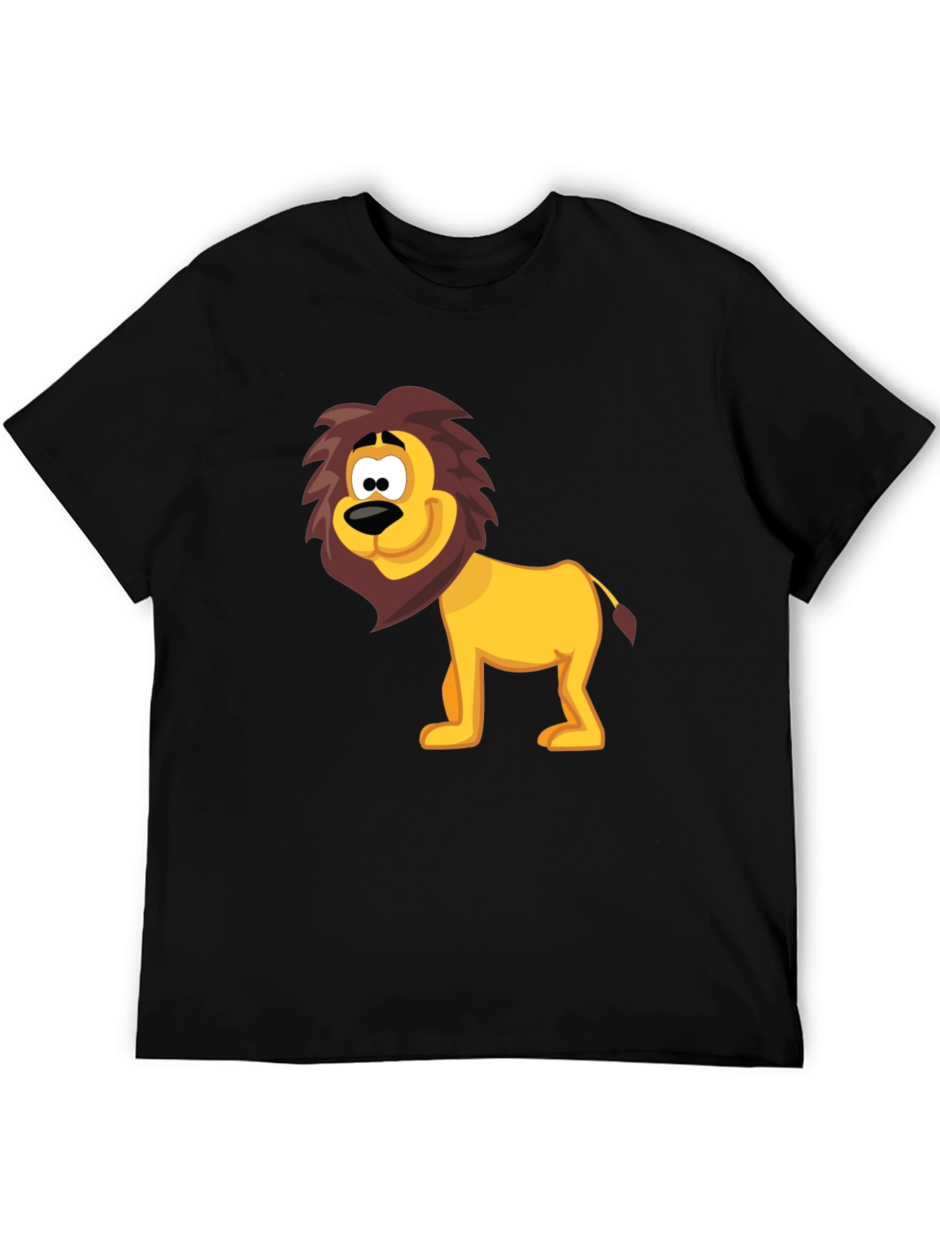 Cartoon Lion Graphic Tee - Fun Black T-Shirt