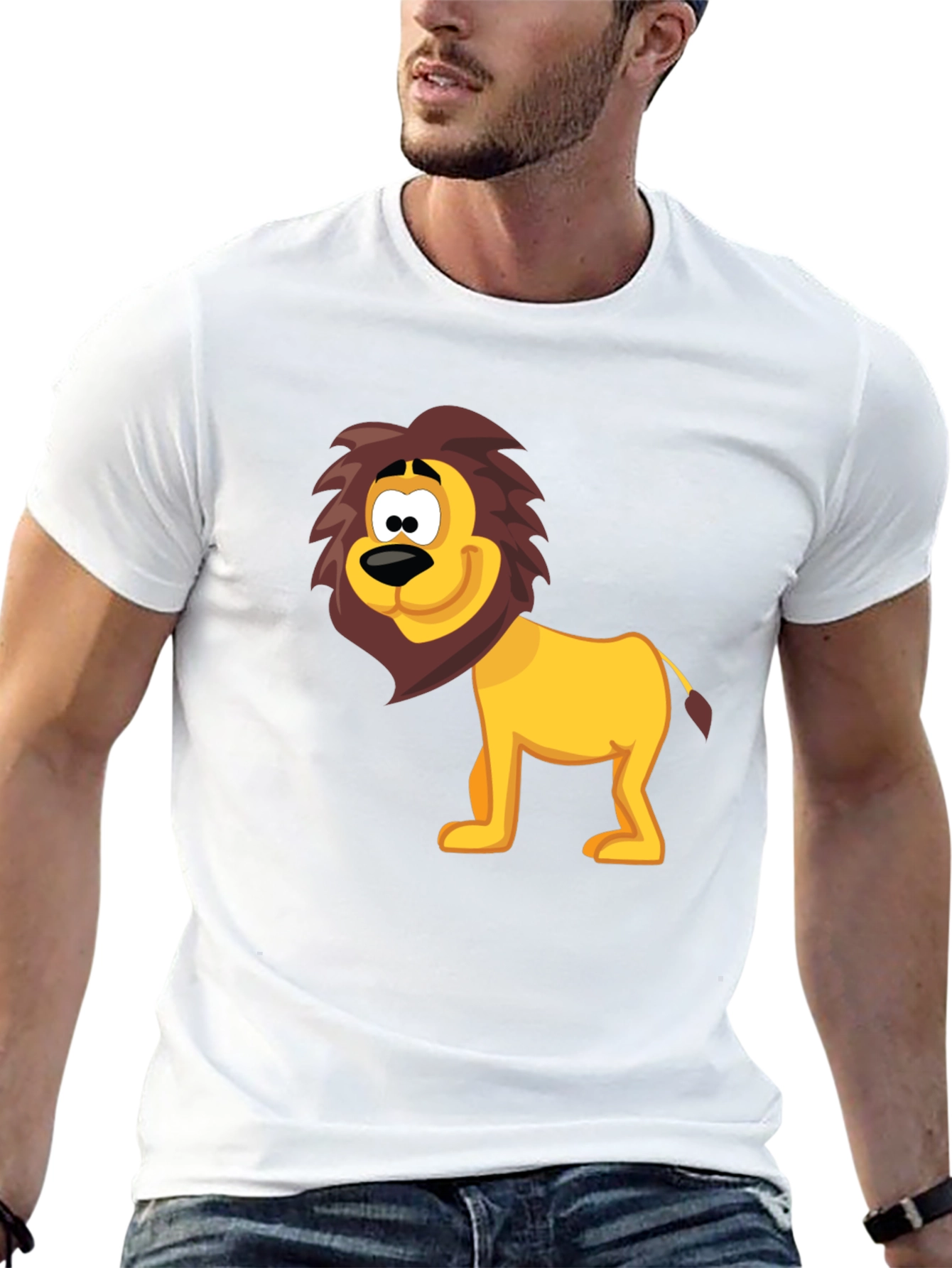 Cartoon Lion Graphic Tee - Fun Black T-Shirt