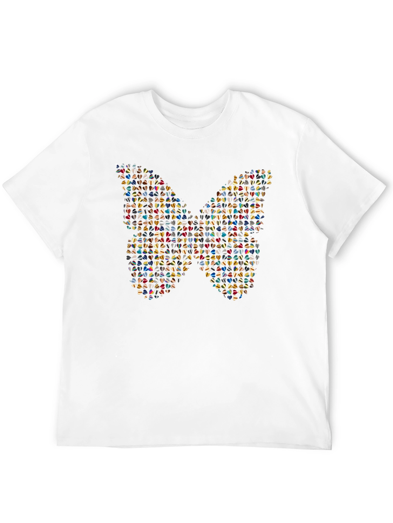 Butterfly Heart Pattern Black T-Shirt