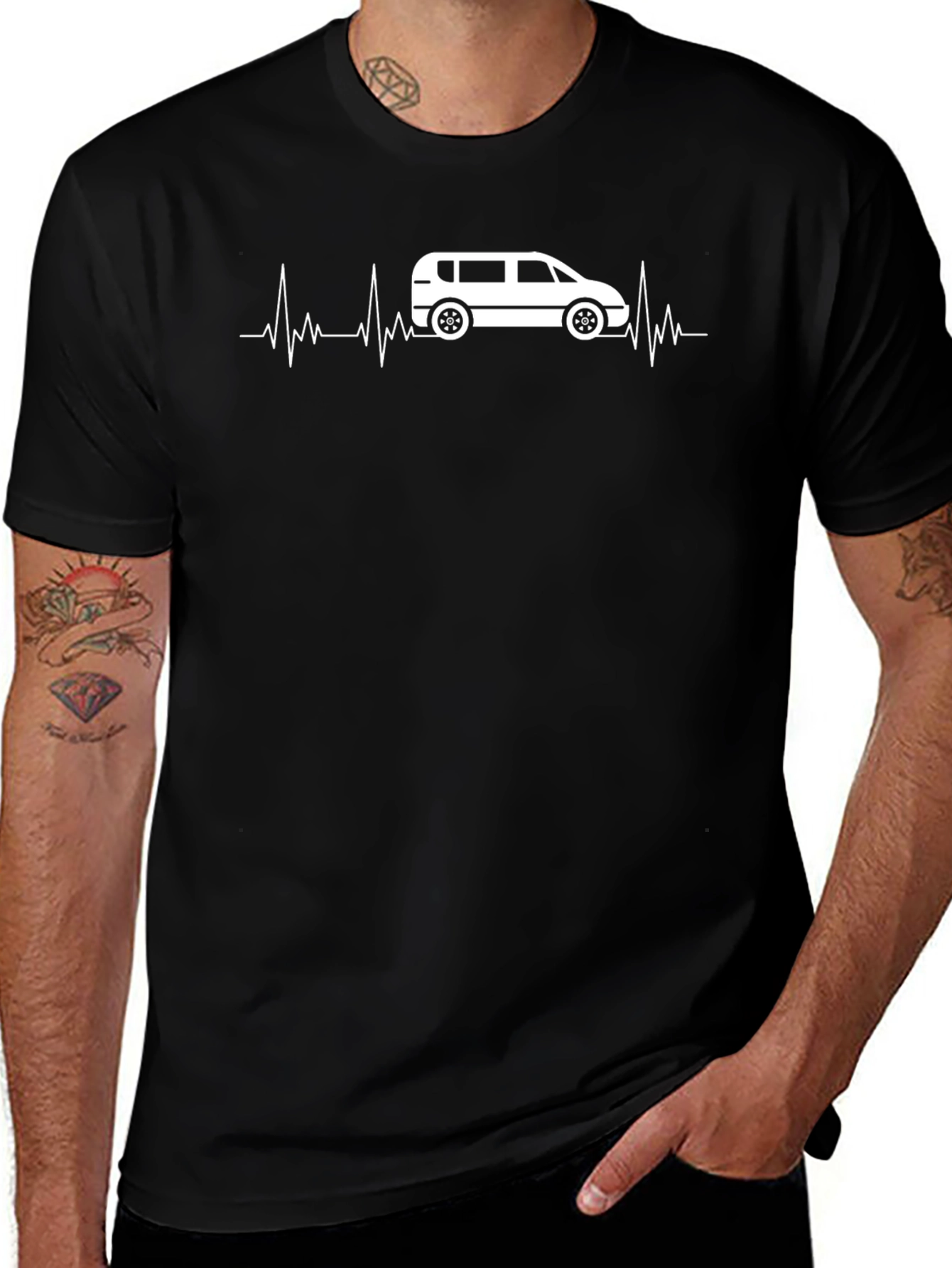 Van Life Heartbeat T-Shirt - Black Graphic Tee