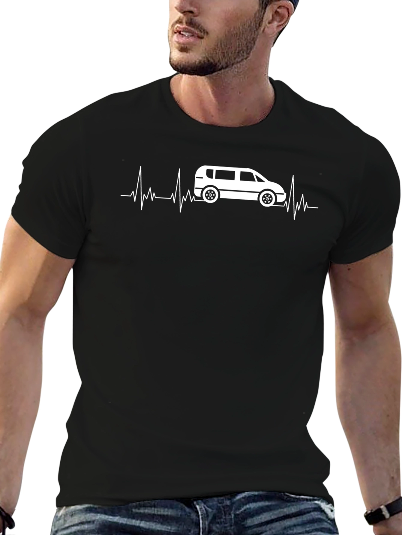 Van Life Heartbeat T-Shirt - Black Graphic Tee
