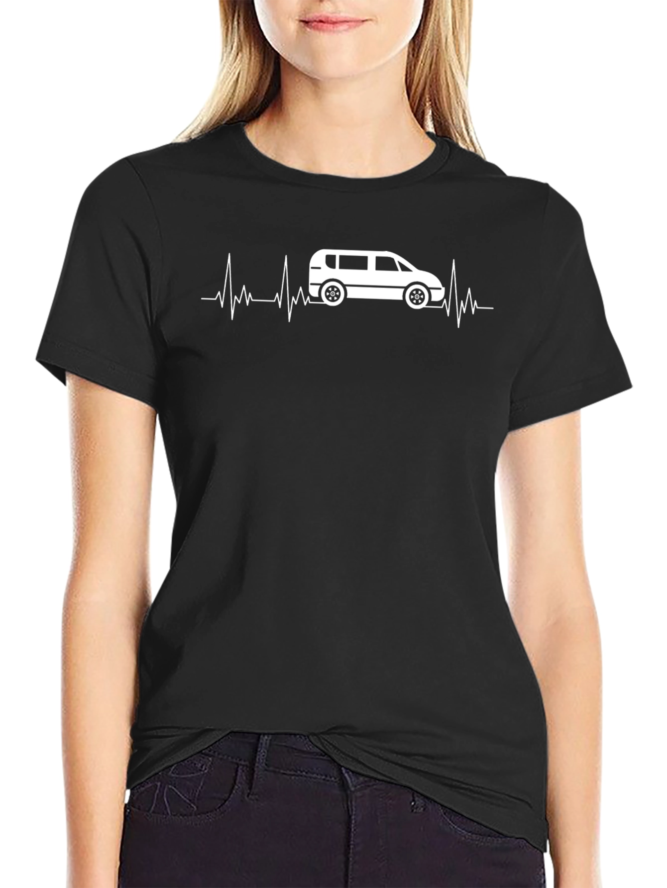 Van Life Heartbeat T-Shirt - Black Graphic Tee