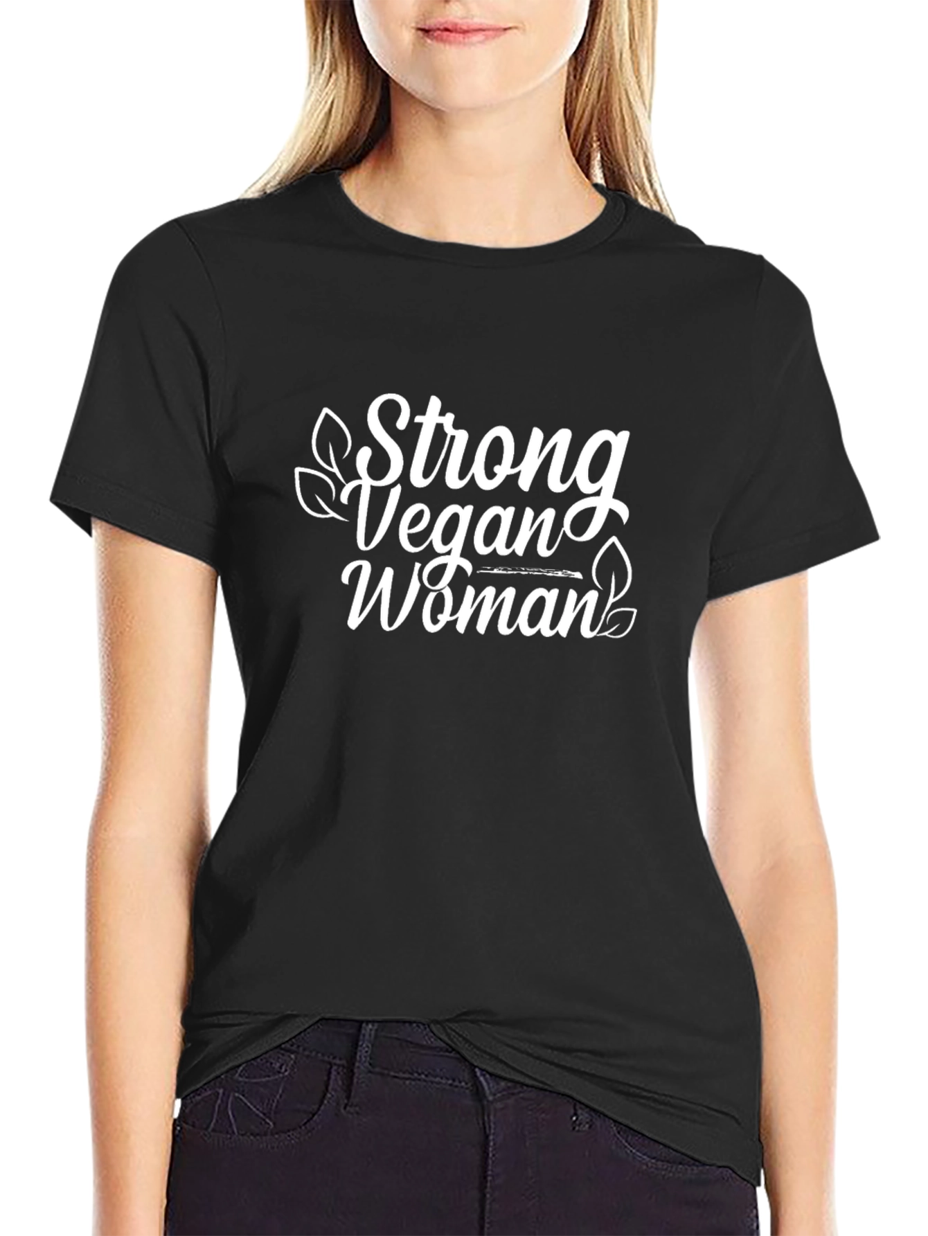 Strong Vegan Woman Black T-Shirt