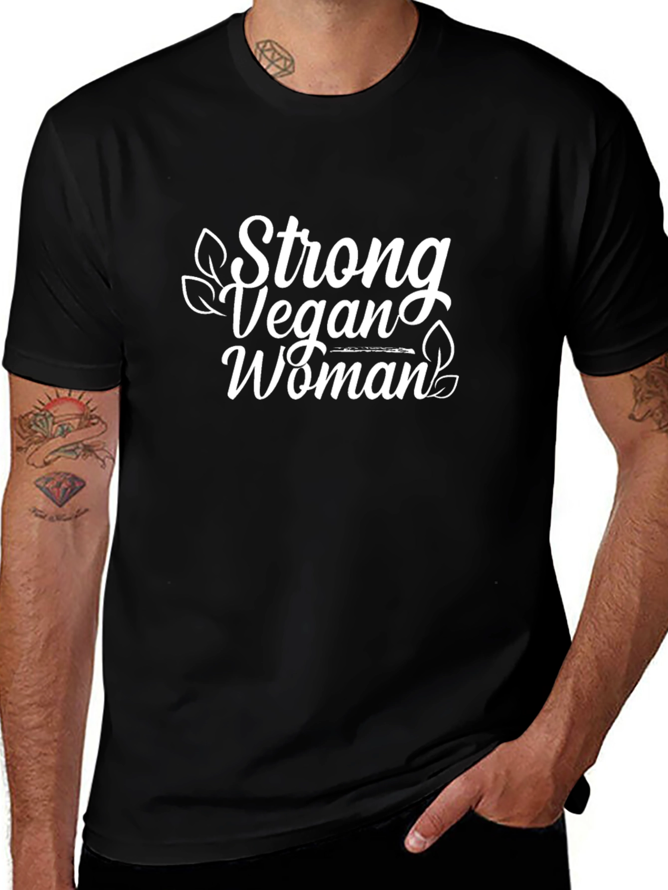 Strong Vegan Woman Black T-Shirt