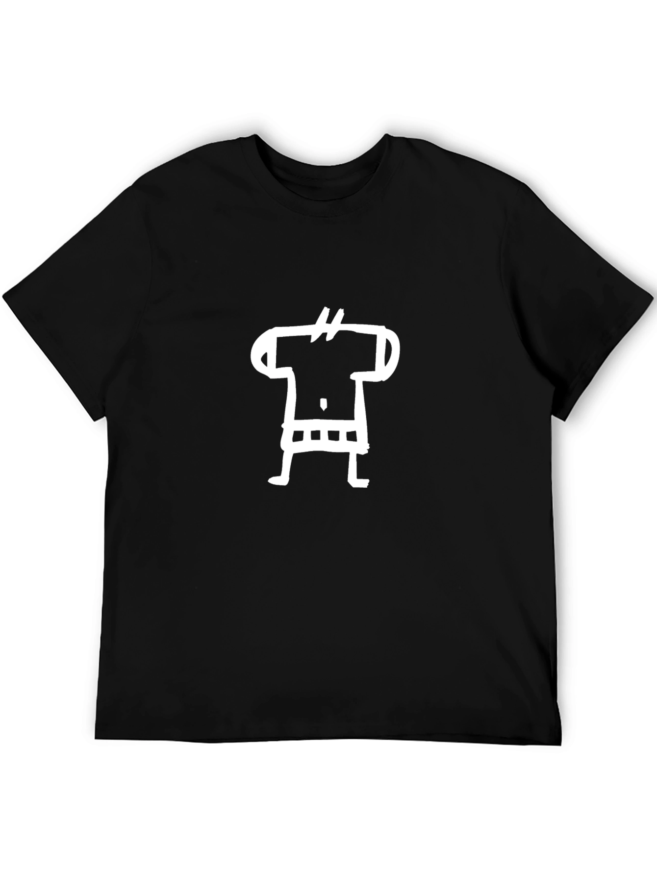 Graphic Tee: Quirky Stick Figure Design on Black T-Shirt