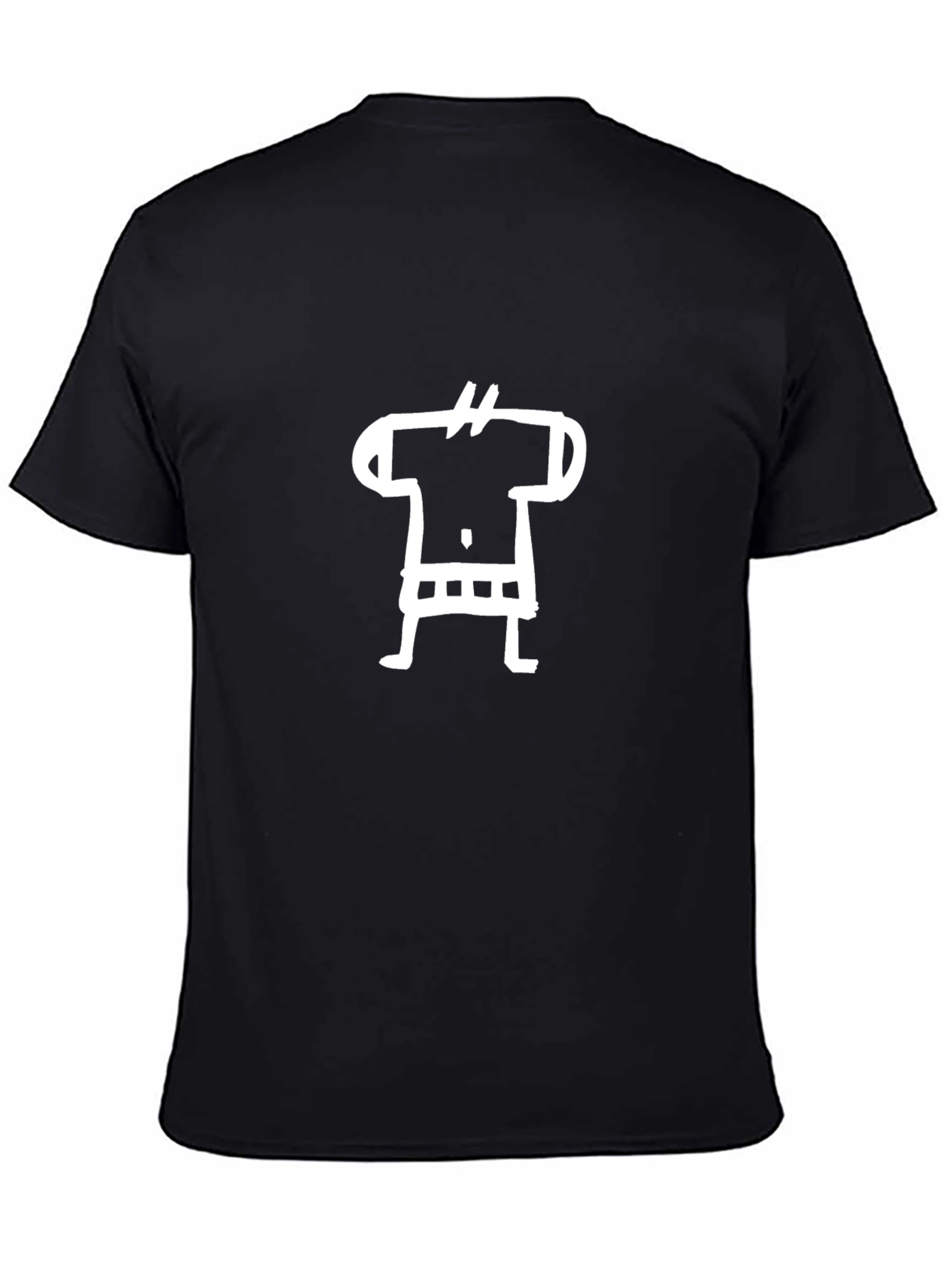 Graphic Tee: Quirky Stick Figure Design on Black T-Shirt