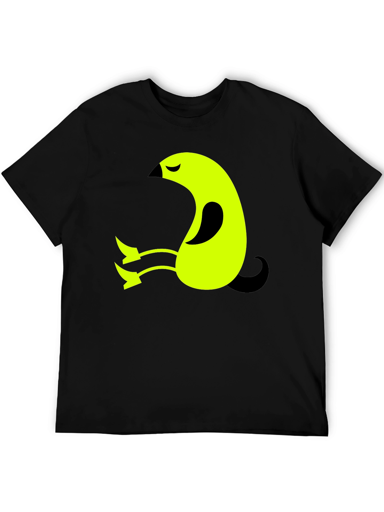 Abstract Bird Graphic Tee - Soft Black Cotton