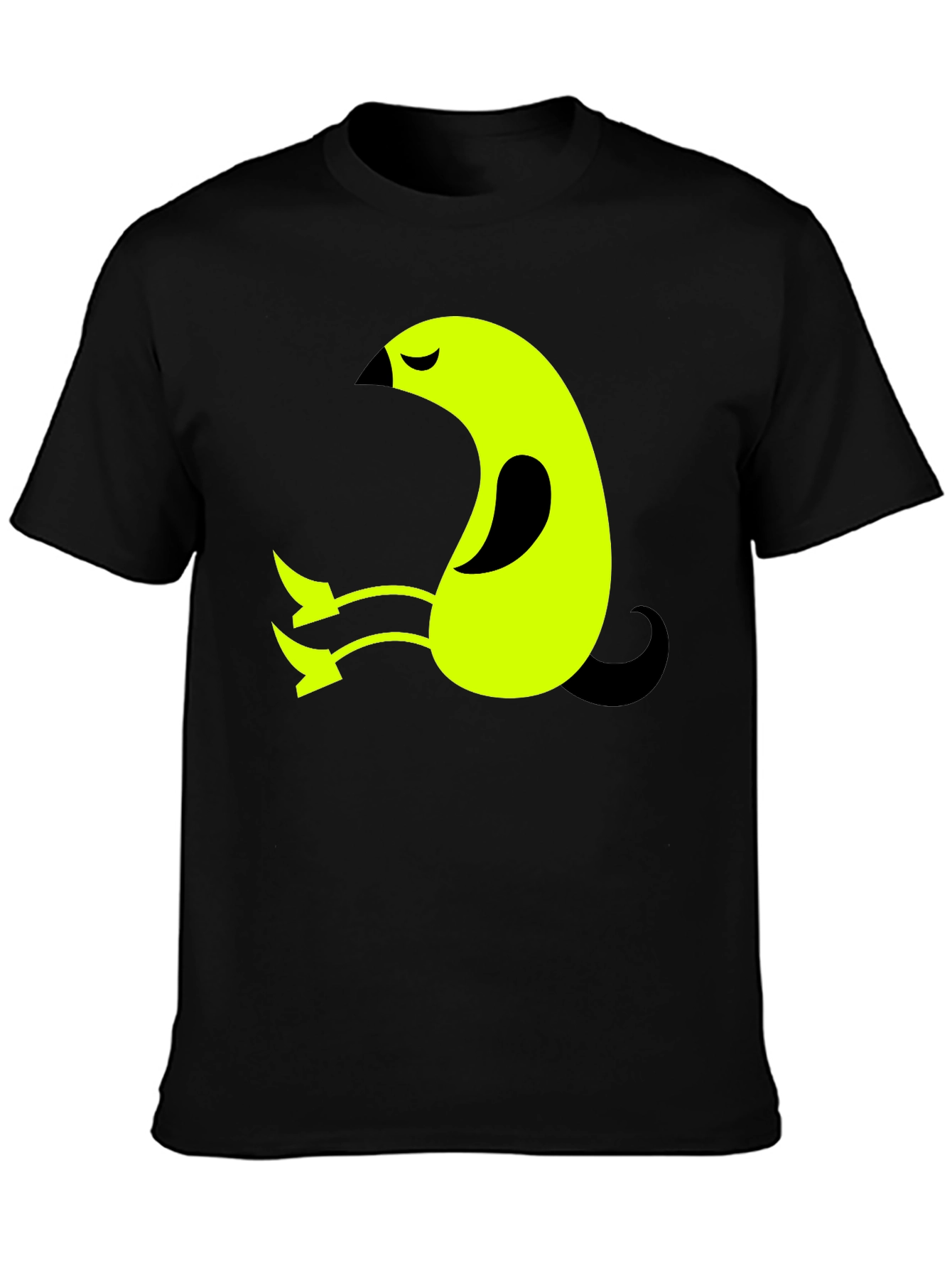 Abstract Bird Graphic Tee - Soft Black Cotton