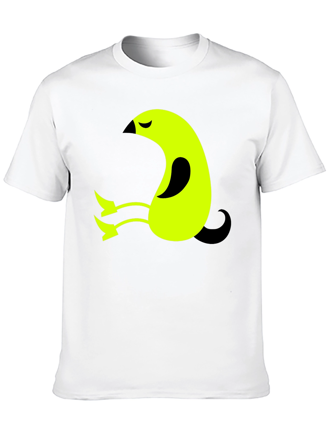 Abstract Bird Graphic Tee - Soft Black Cotton