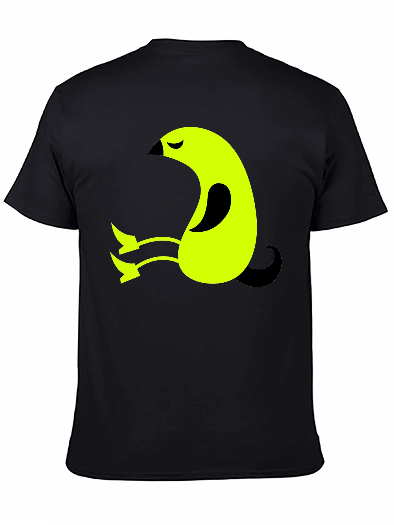 Abstract Bird Graphic Tee - Soft Black Cotton