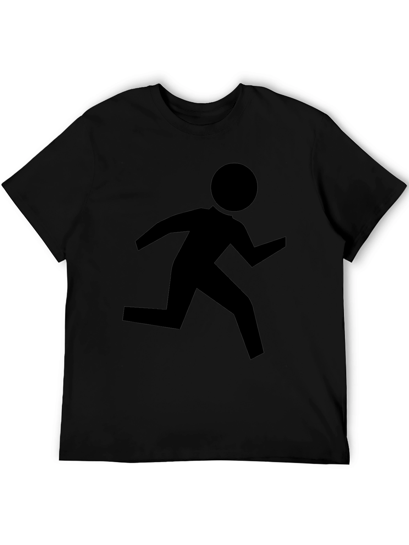Running Man Graphic Tee - Black Cotton T-Shirt
