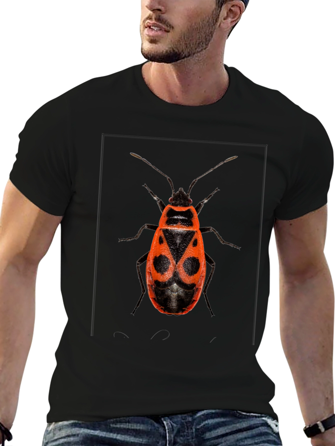 Bug Print Black Tee