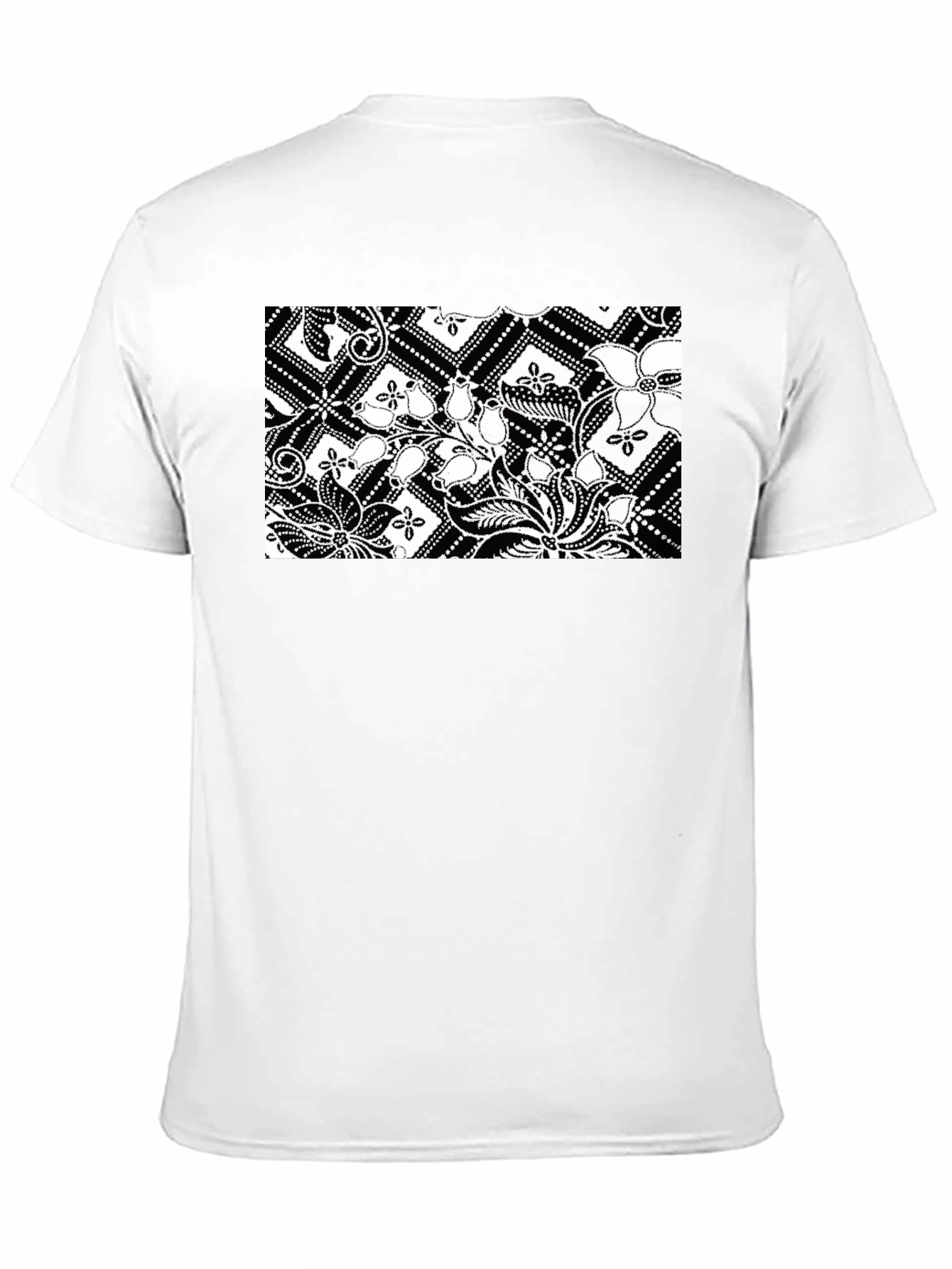 Black Tee with Floral Batik Print