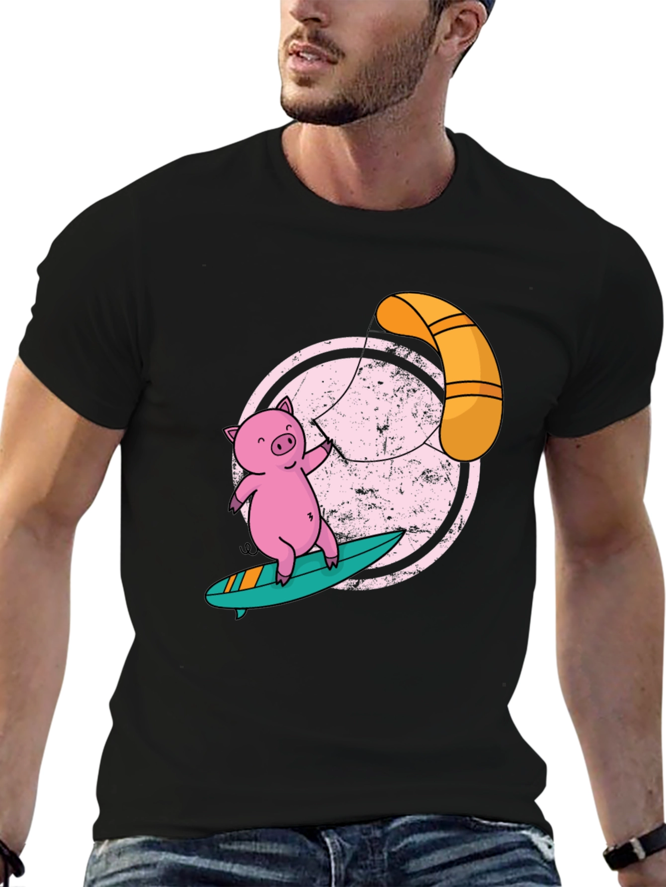 Surfing Pig T-Shirt - Unique Graphic Tee