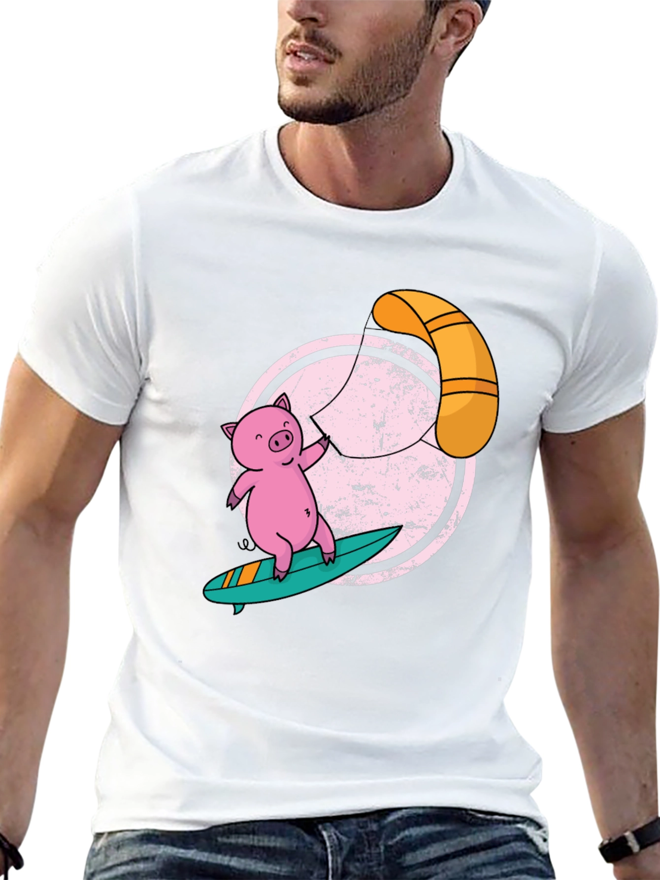 Surfing Pig T-Shirt - Unique Graphic Tee
