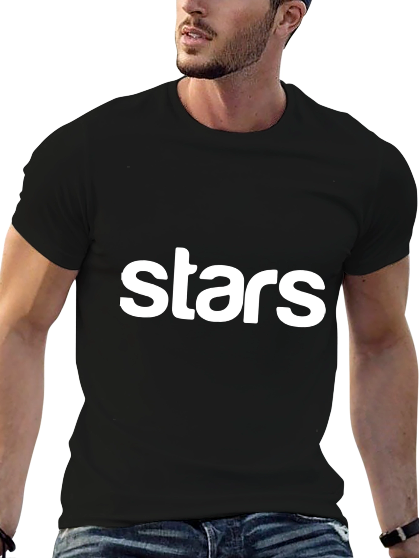 Stars Graphic Tee - Trendy Black T-Shirt