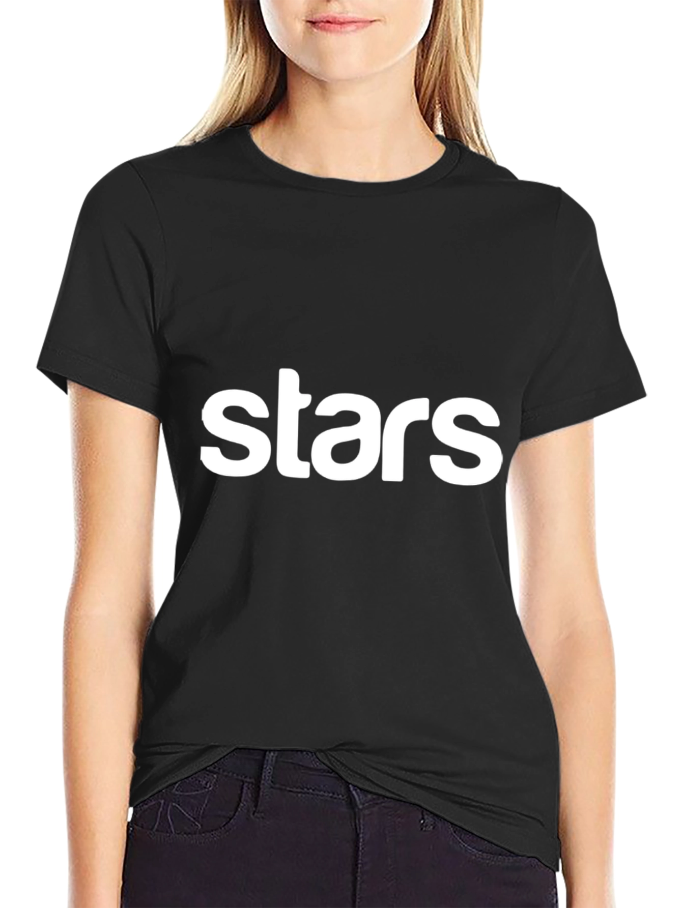 Stars Graphic Tee - Trendy Black T-Shirt