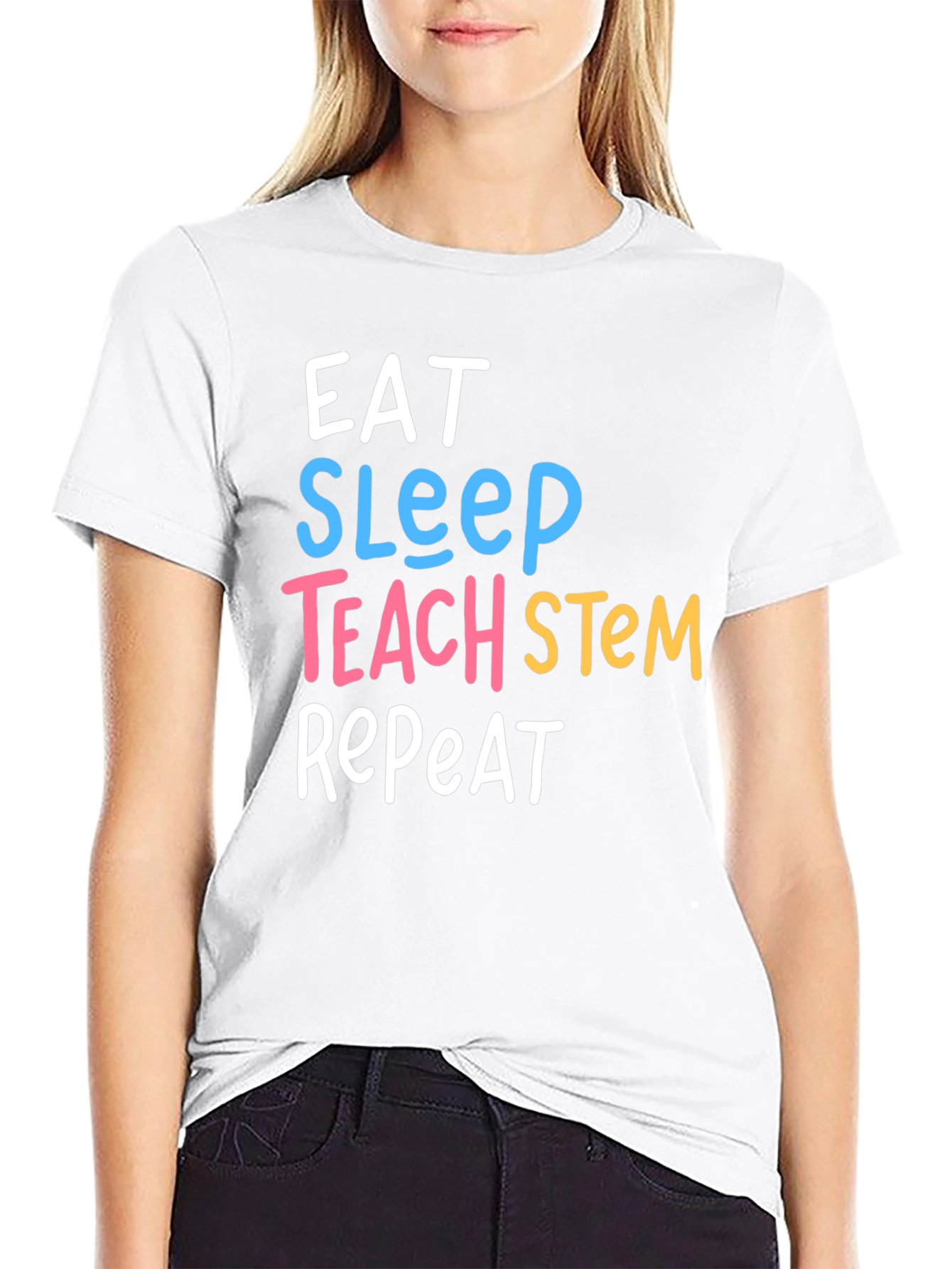 Eat Sleep Teach STEM Repeat T-Shirt - Black