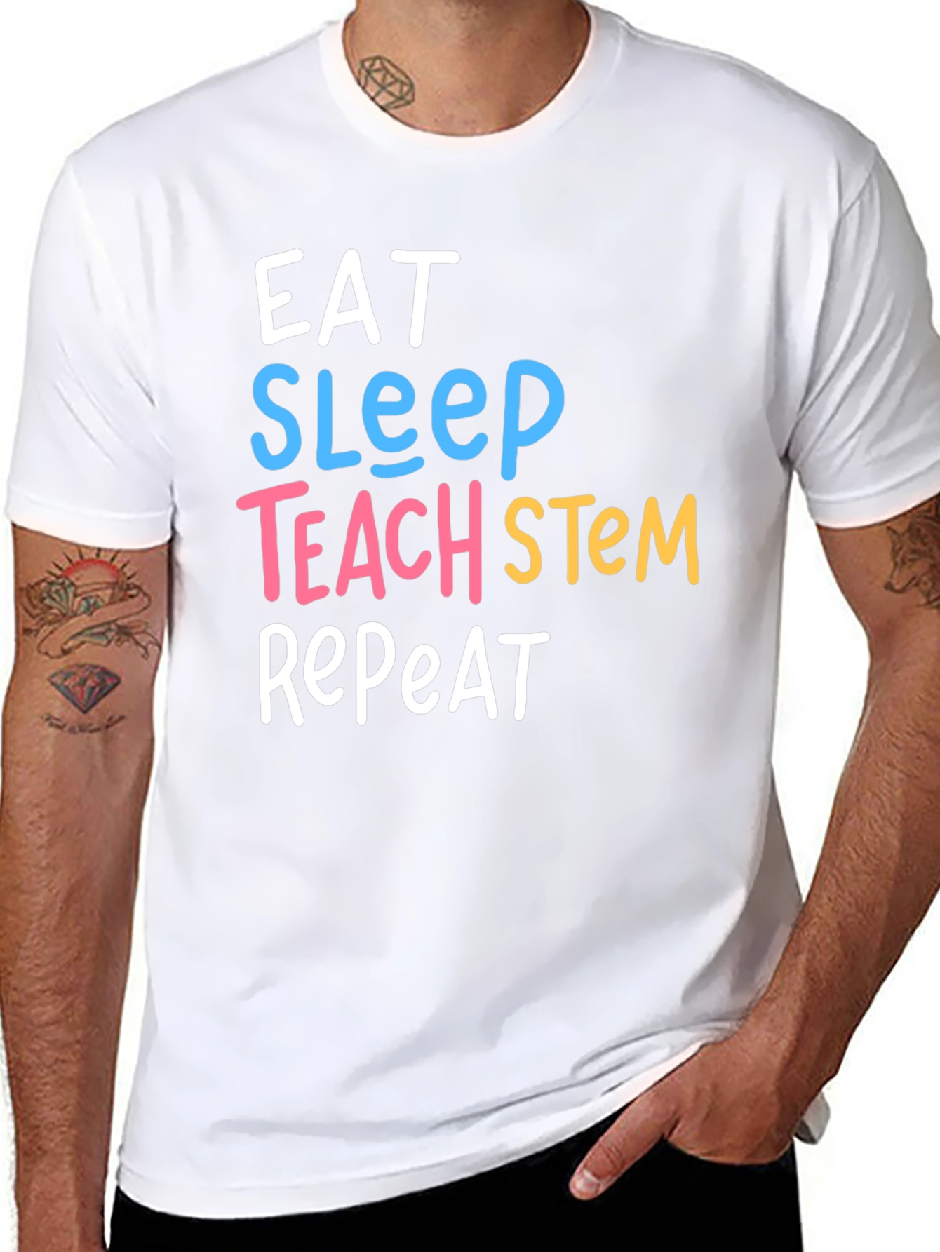 Eat Sleep Teach STEM Repeat T-Shirt - Black
