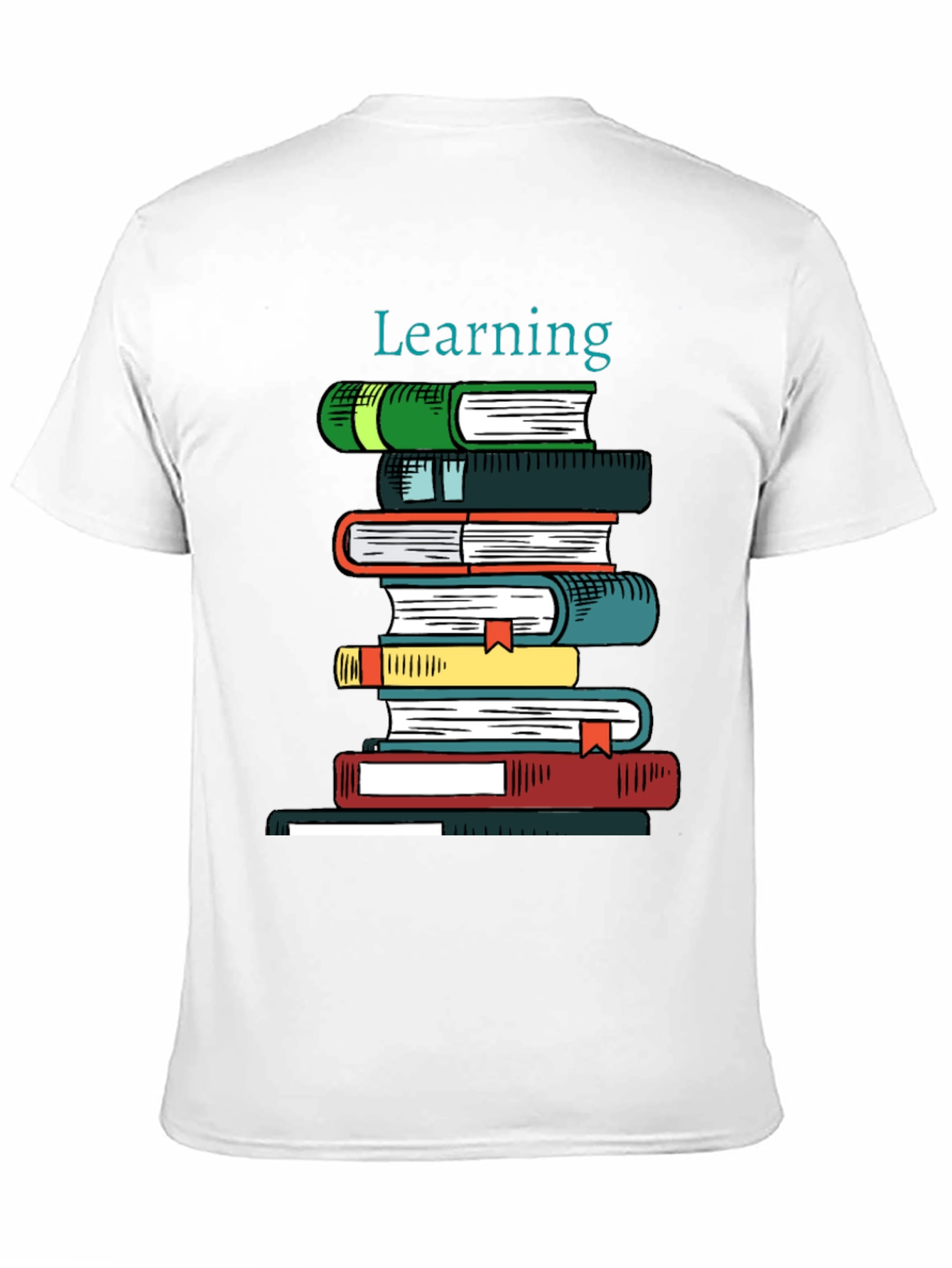 Learning Books Stack Graphic Tee - Black Cotton T-Shirt