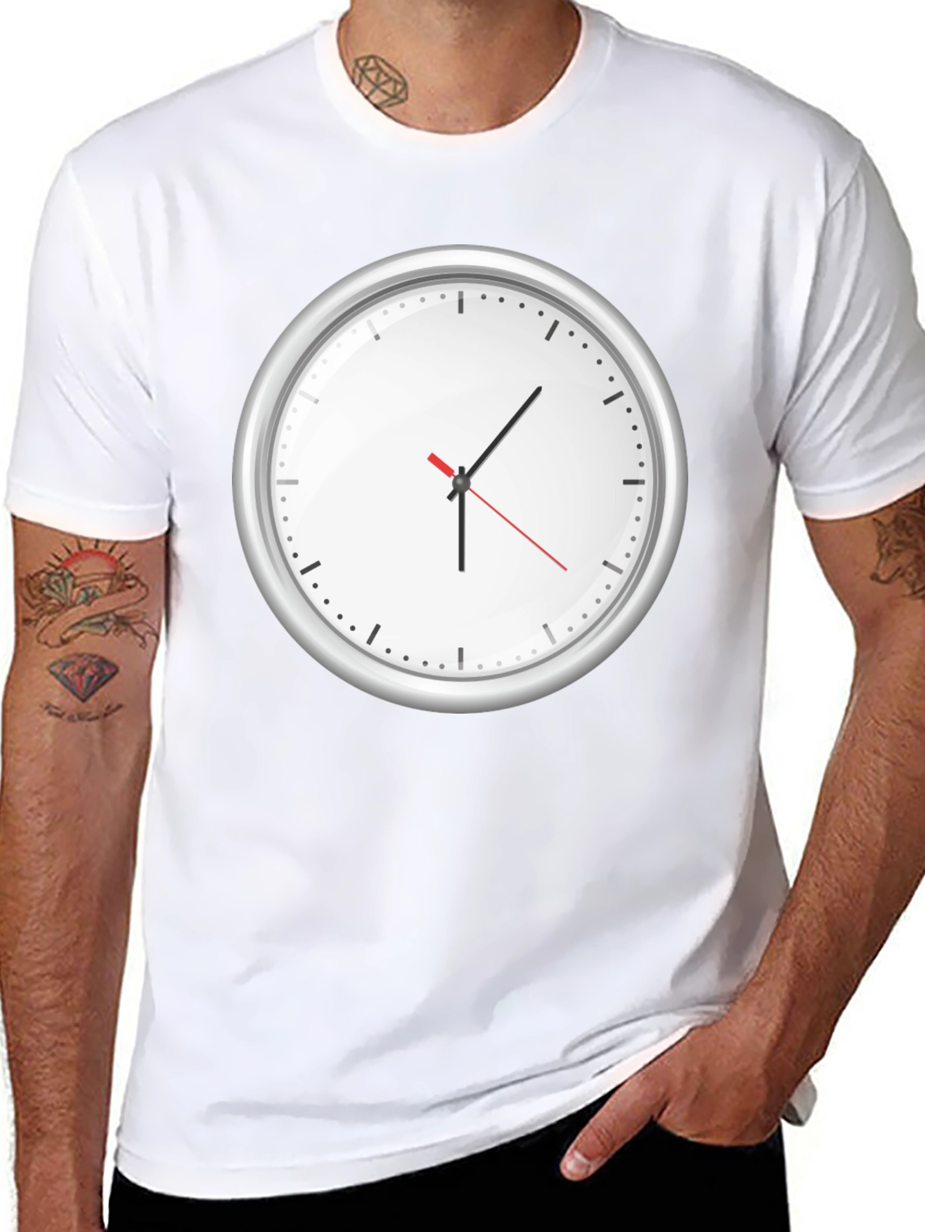 Timeless Tee: Clock Graphic Print T-Shirt