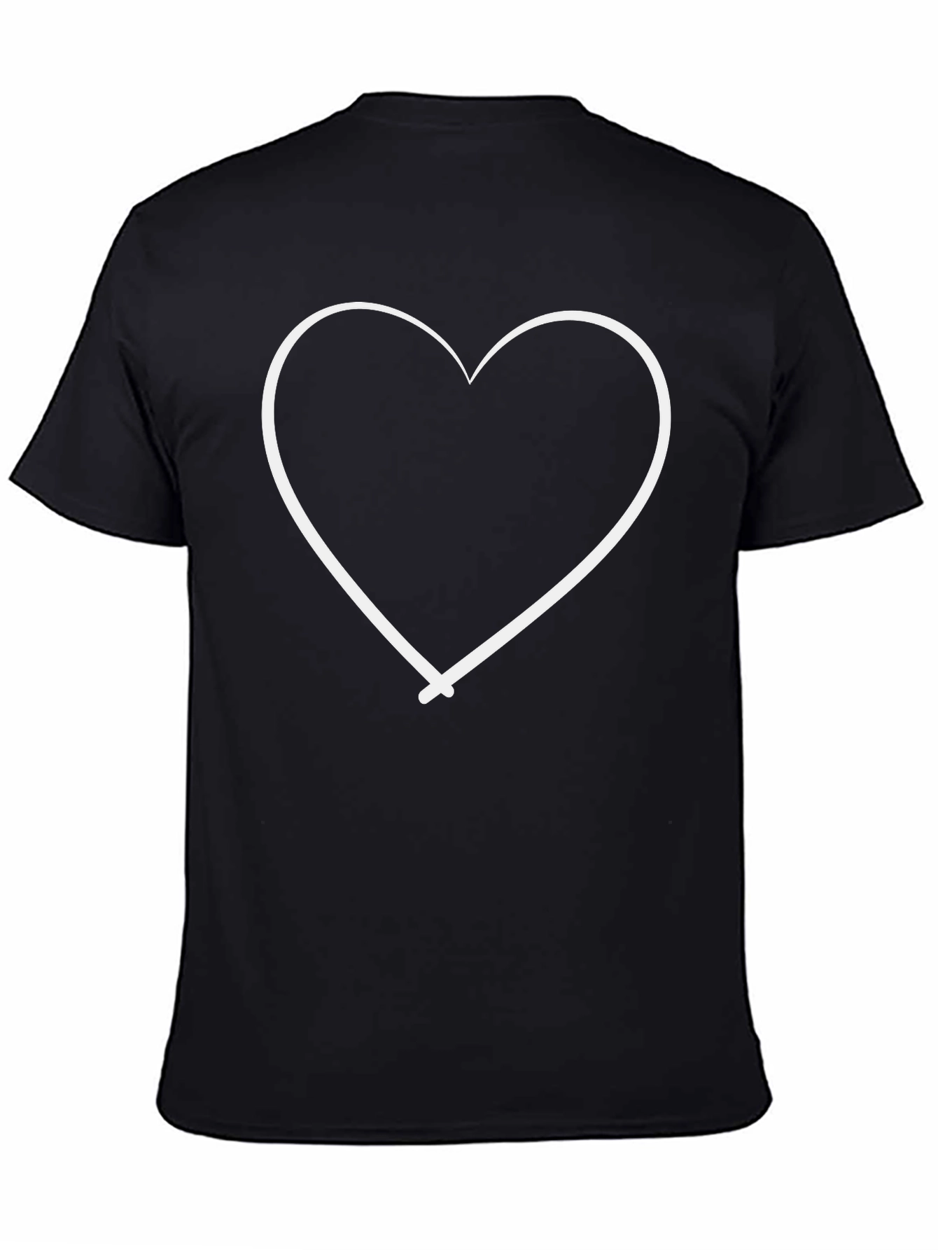 Heart Graphic Black Cotton Casual T-Shirt