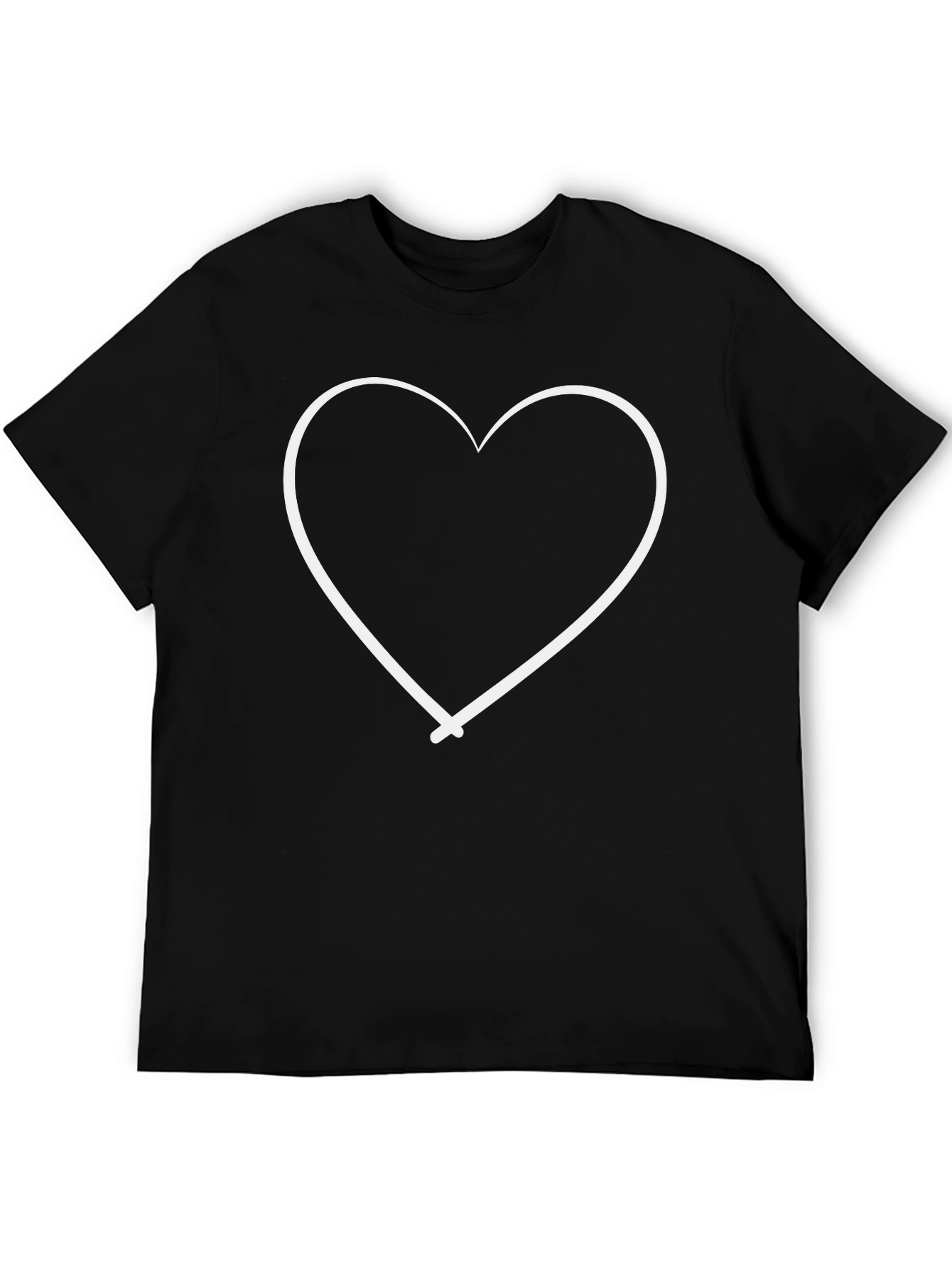 Heart Graphic Black Cotton Casual T-Shirt